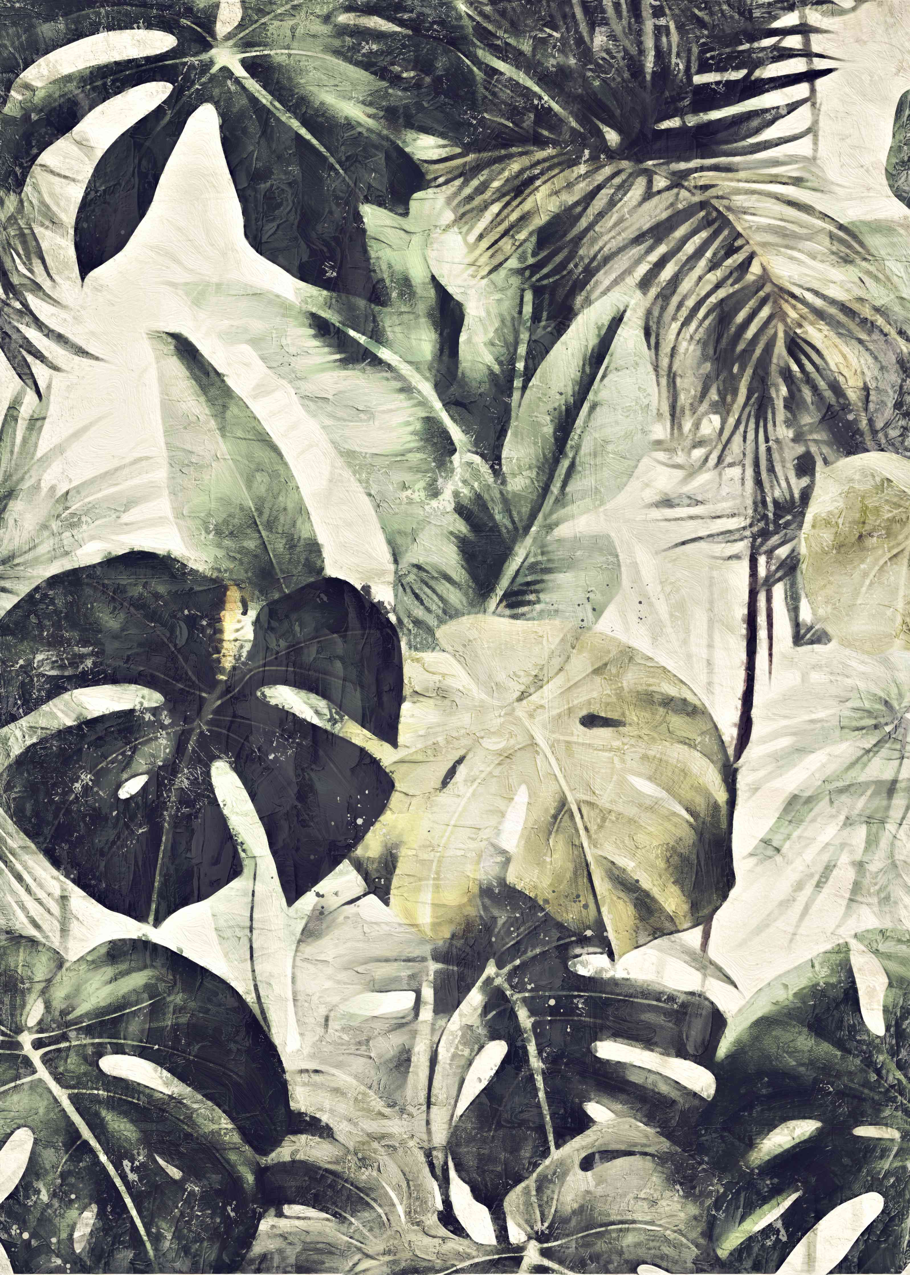 Wandverkleidung Wohnzimmer-Exotische Pflanzenwand - Naturmuster