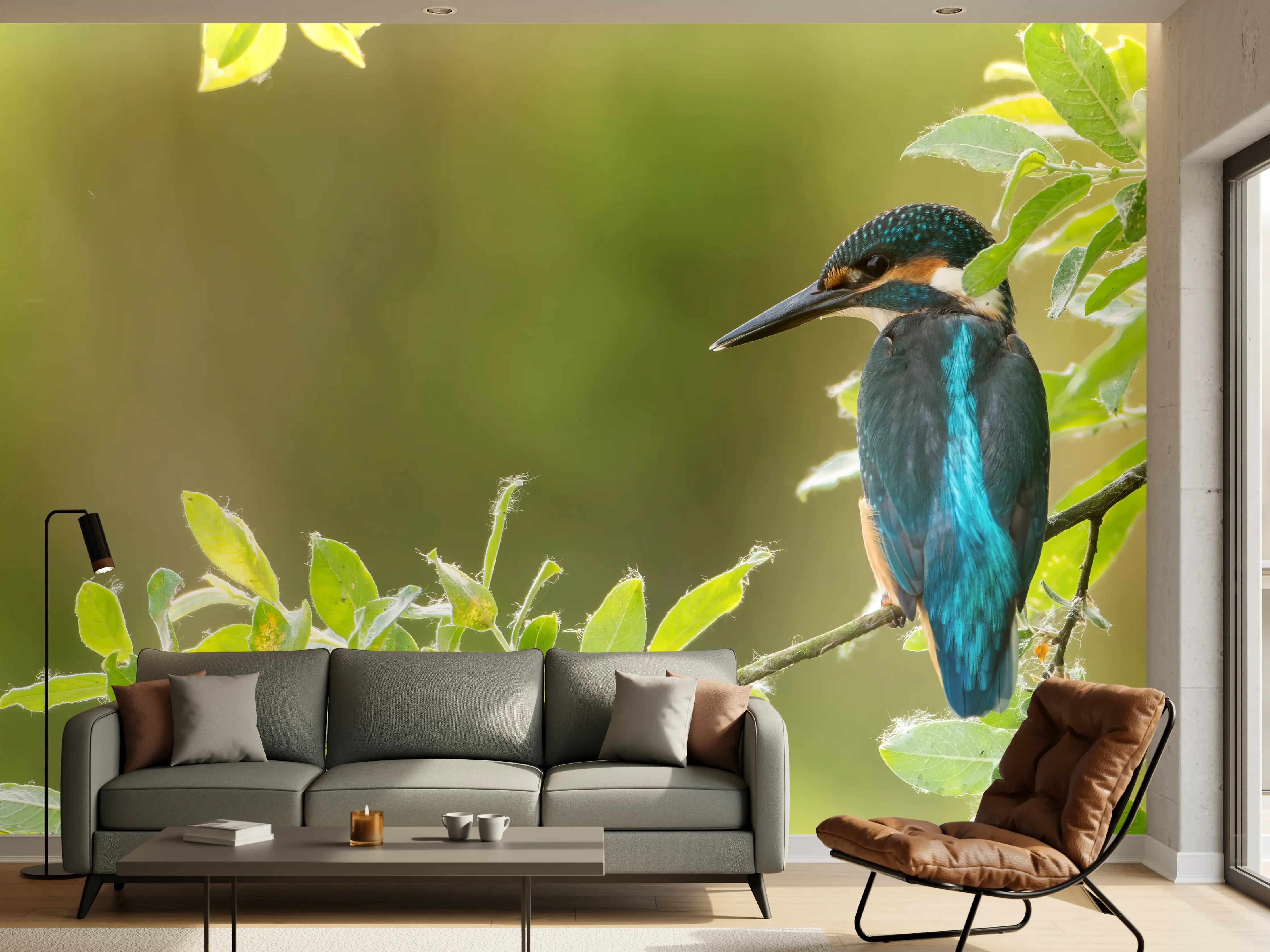 Wandverkleidung Wohnzimmer - Exotischer friedlicher Eisvogel