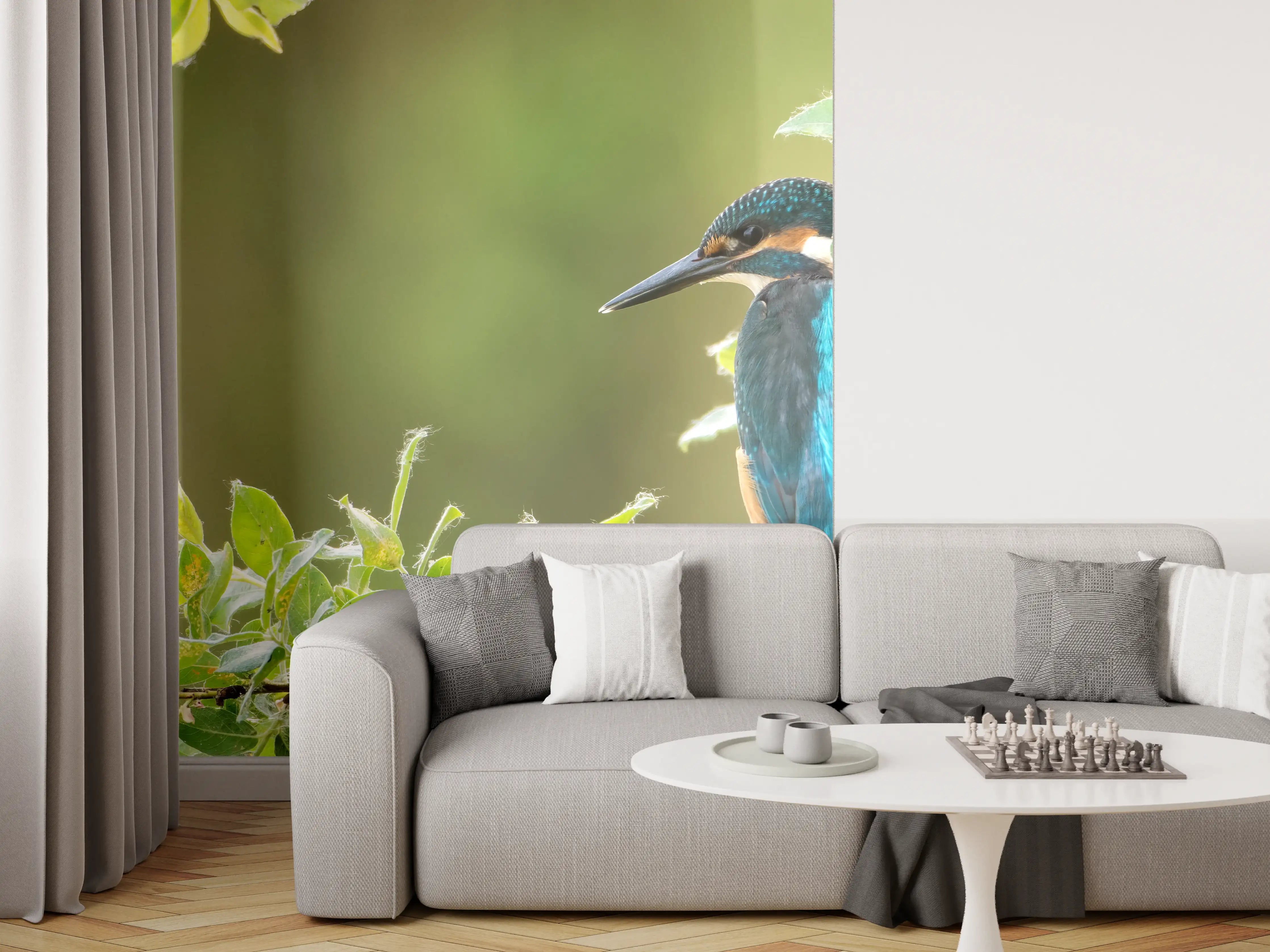 Wandverkleidung Wohnzimmer - Exotischer friedlicher Eisvogel