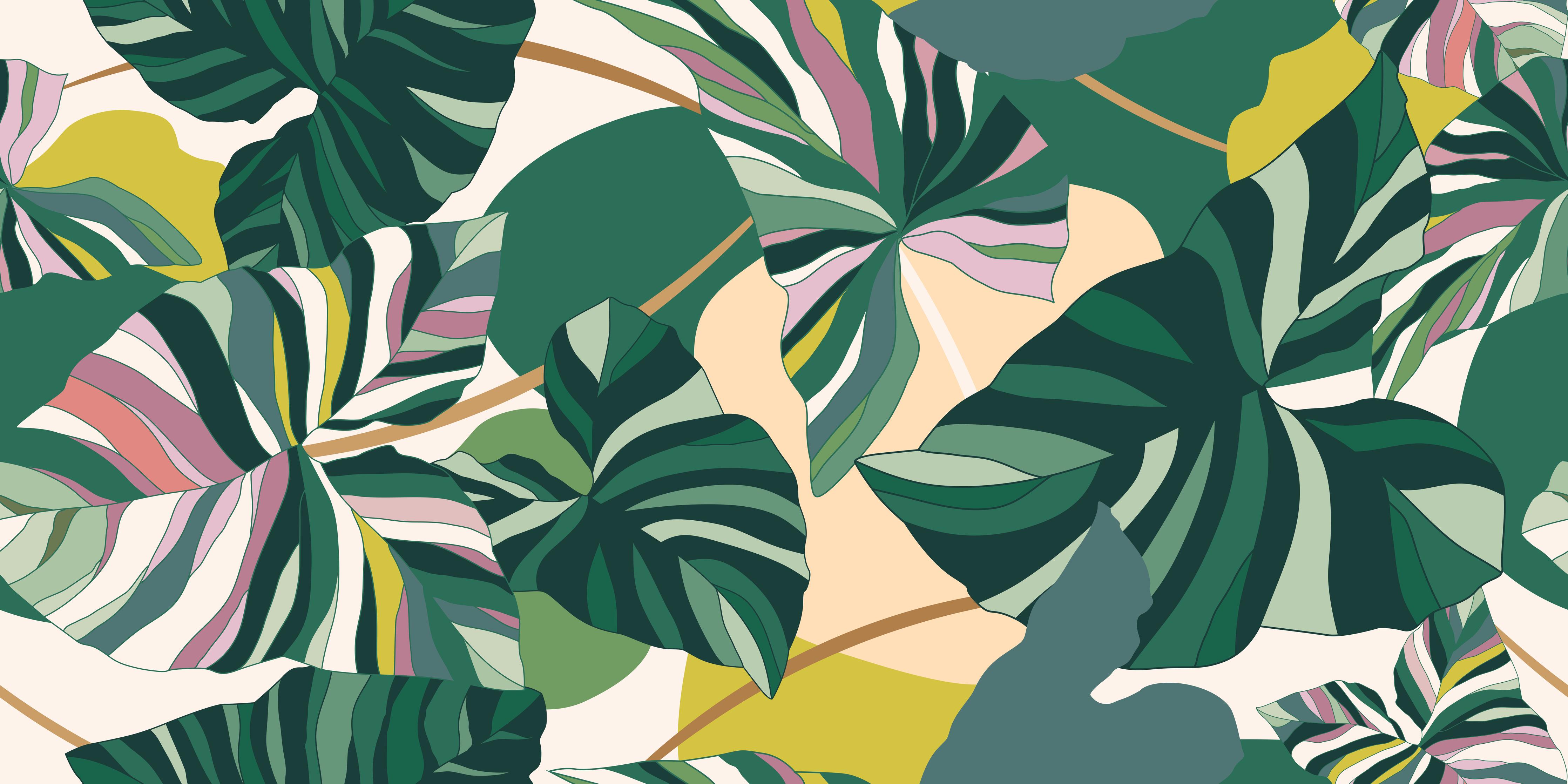 Wandverkleidung Wohnzimmer-Exotisches Monstera Blattdesign