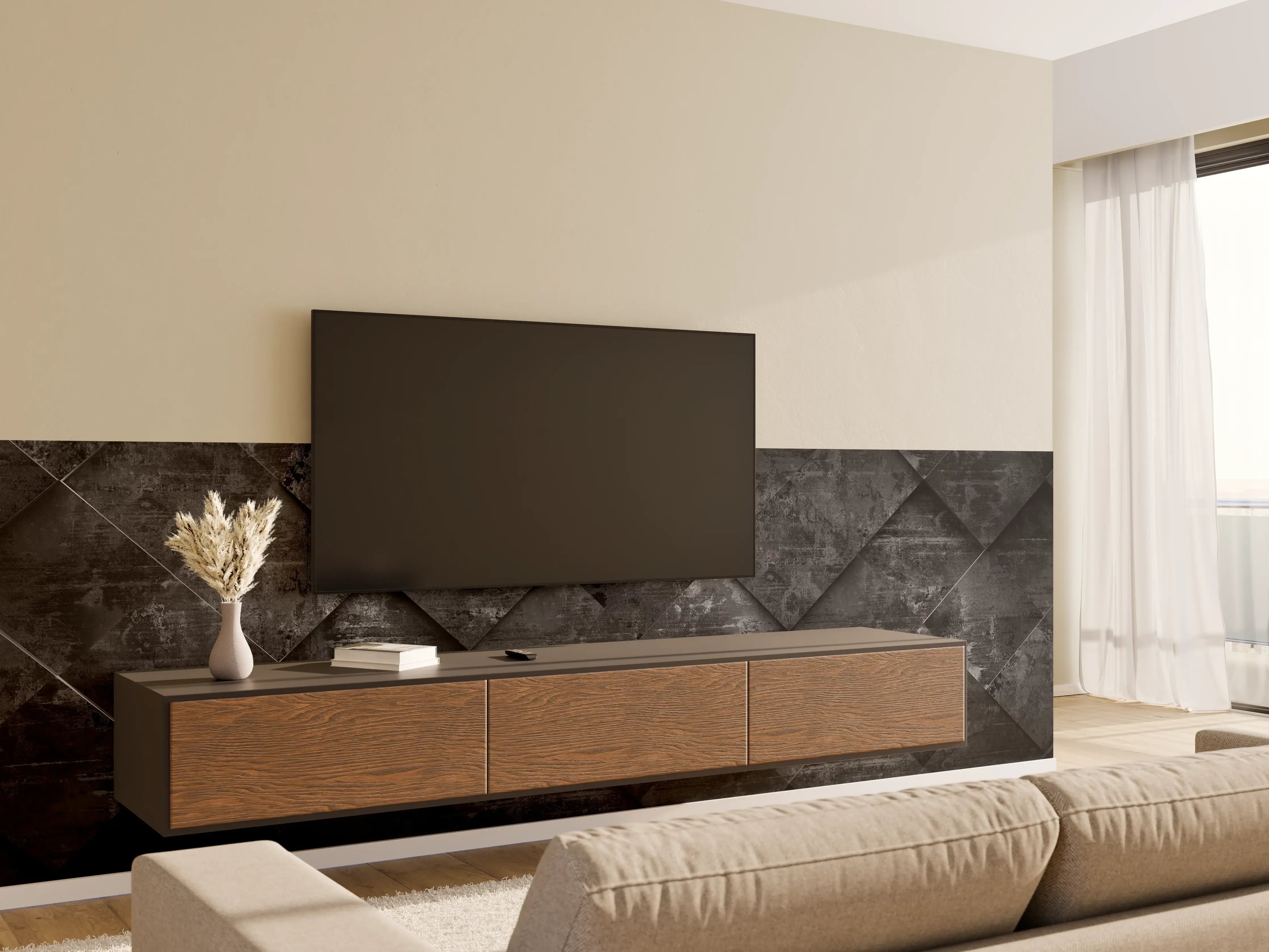 Wandverkleidung Wohnzimmer - Extra Dark Design Hintergrund