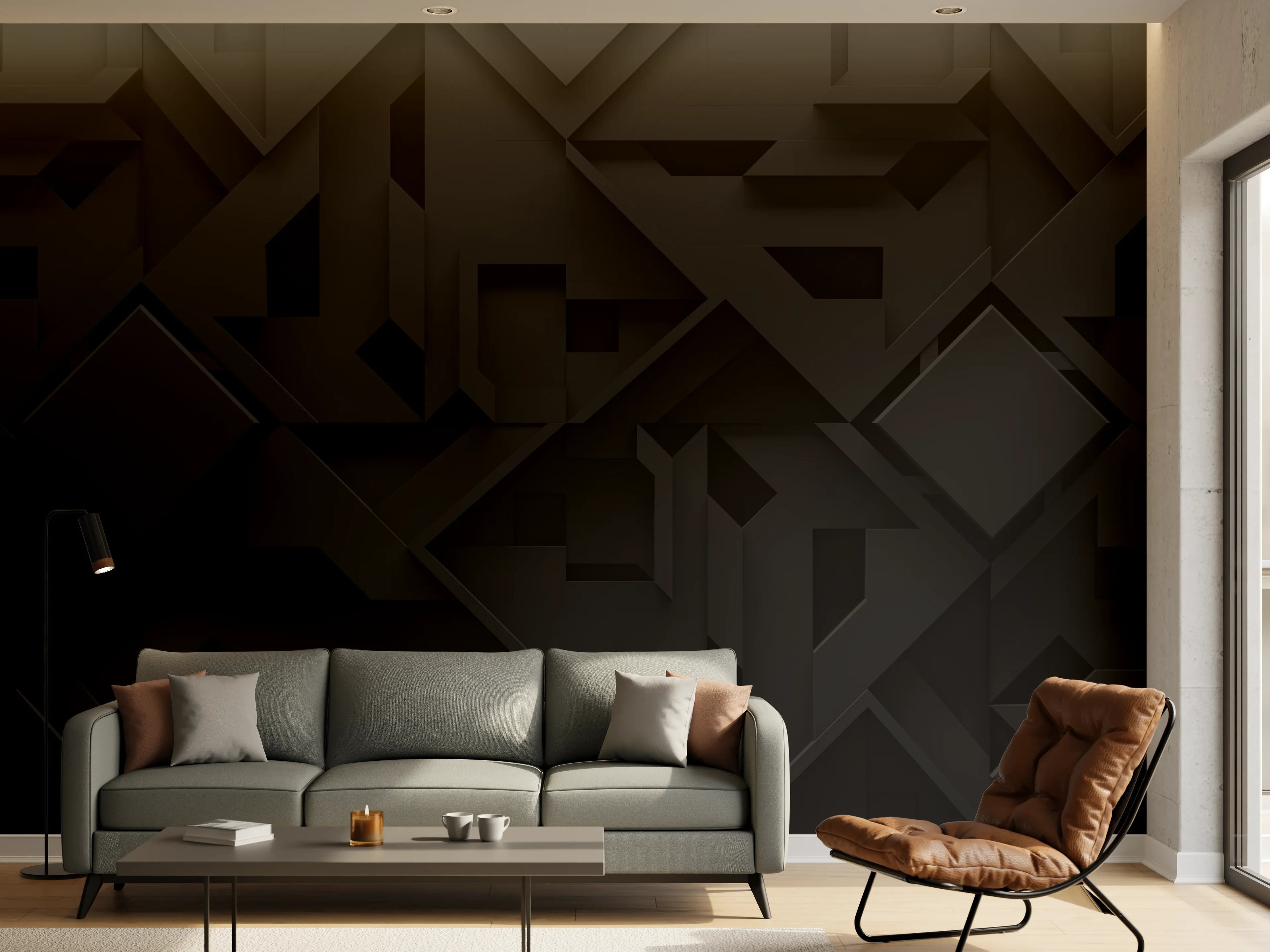 Wandverkleidung Wohnzimmer - Extra-Dunkler Schwarz 3D Hintergrund