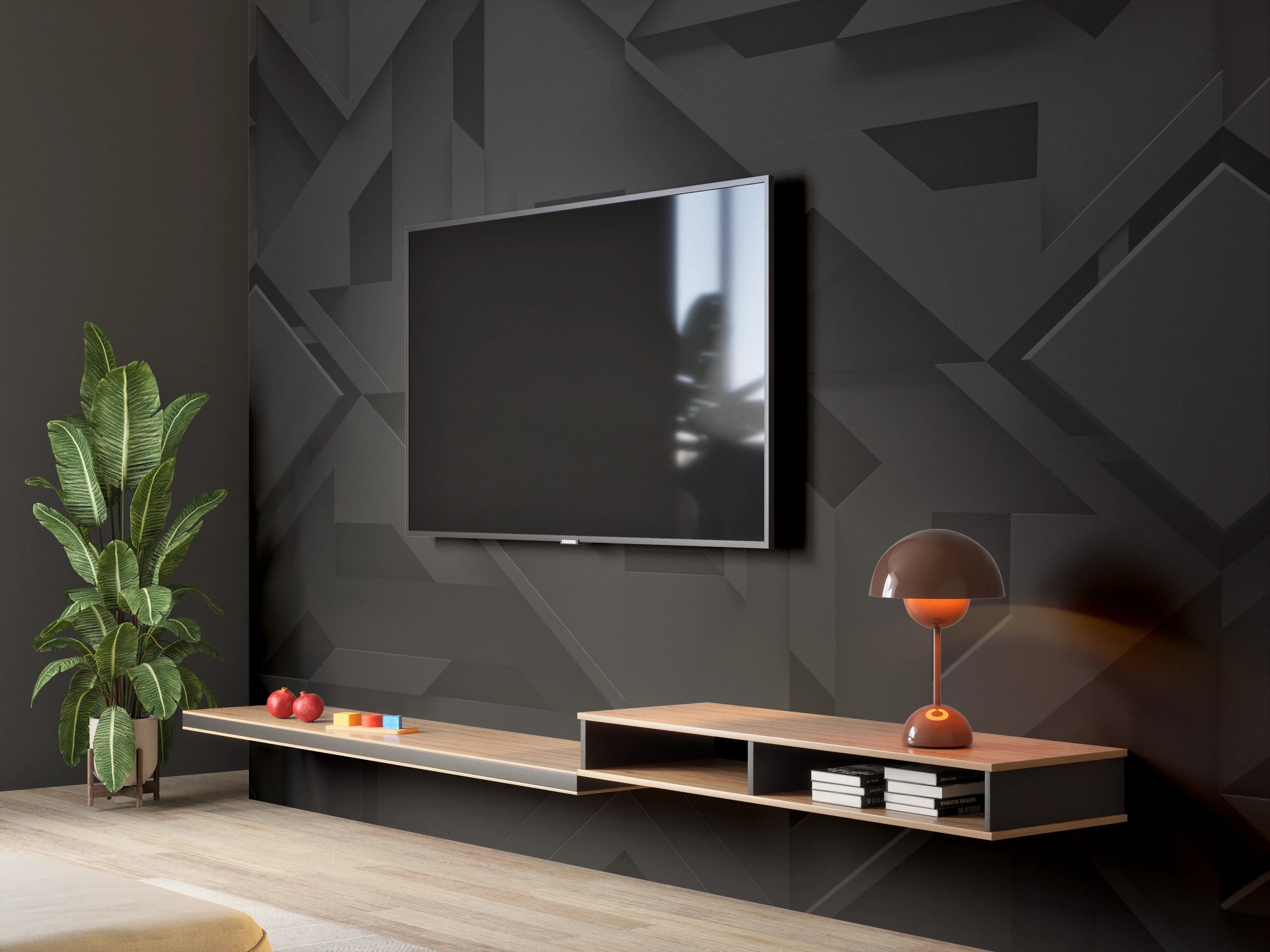 Wandverkleidung Wohnzimmer - Extra-Dunkler Schwarz 3D Hintergrund
