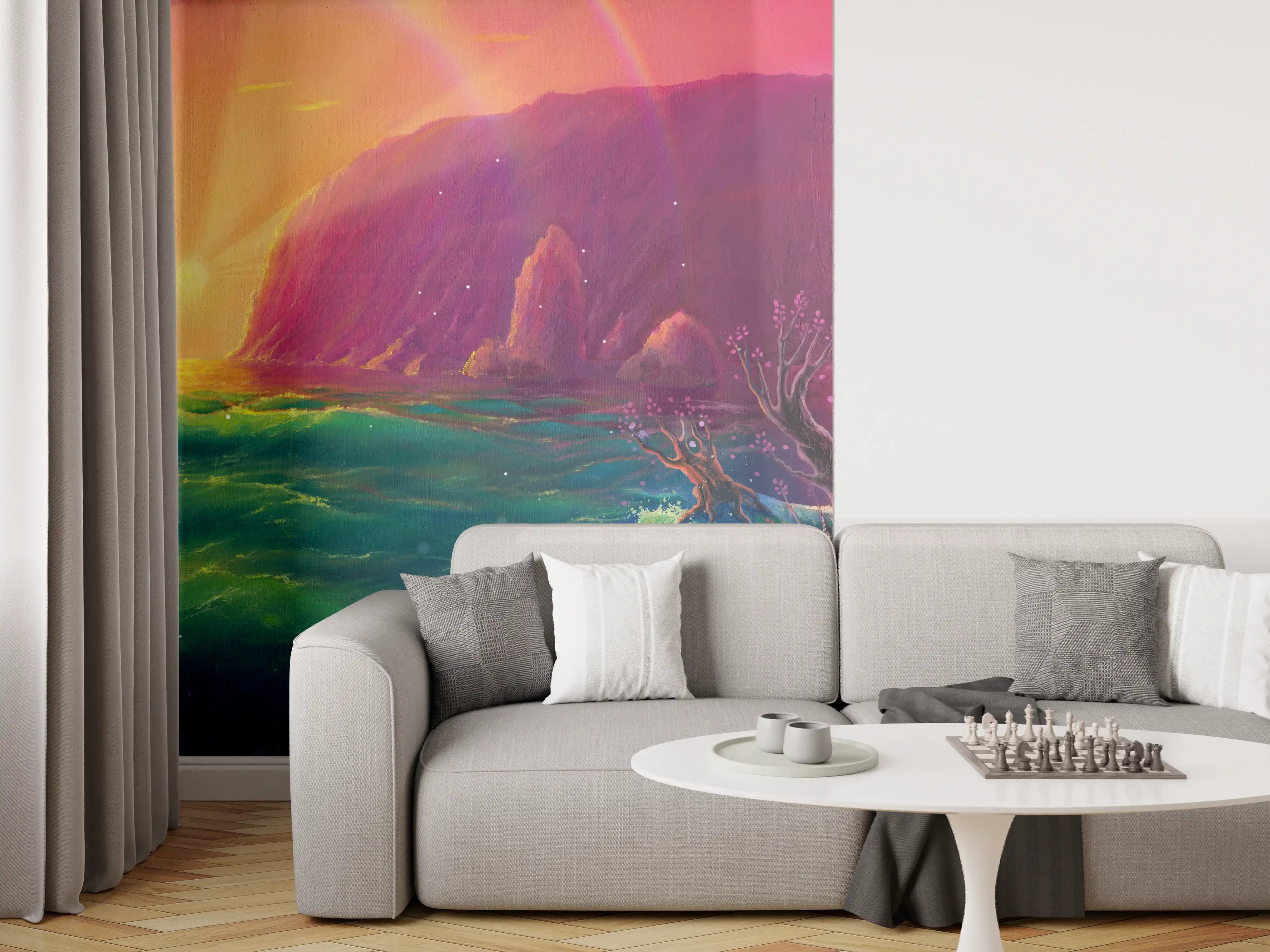Wandverkleidung Wohnzimmer - Fantasy Ölgemälde-Sonnenuntergang Meer