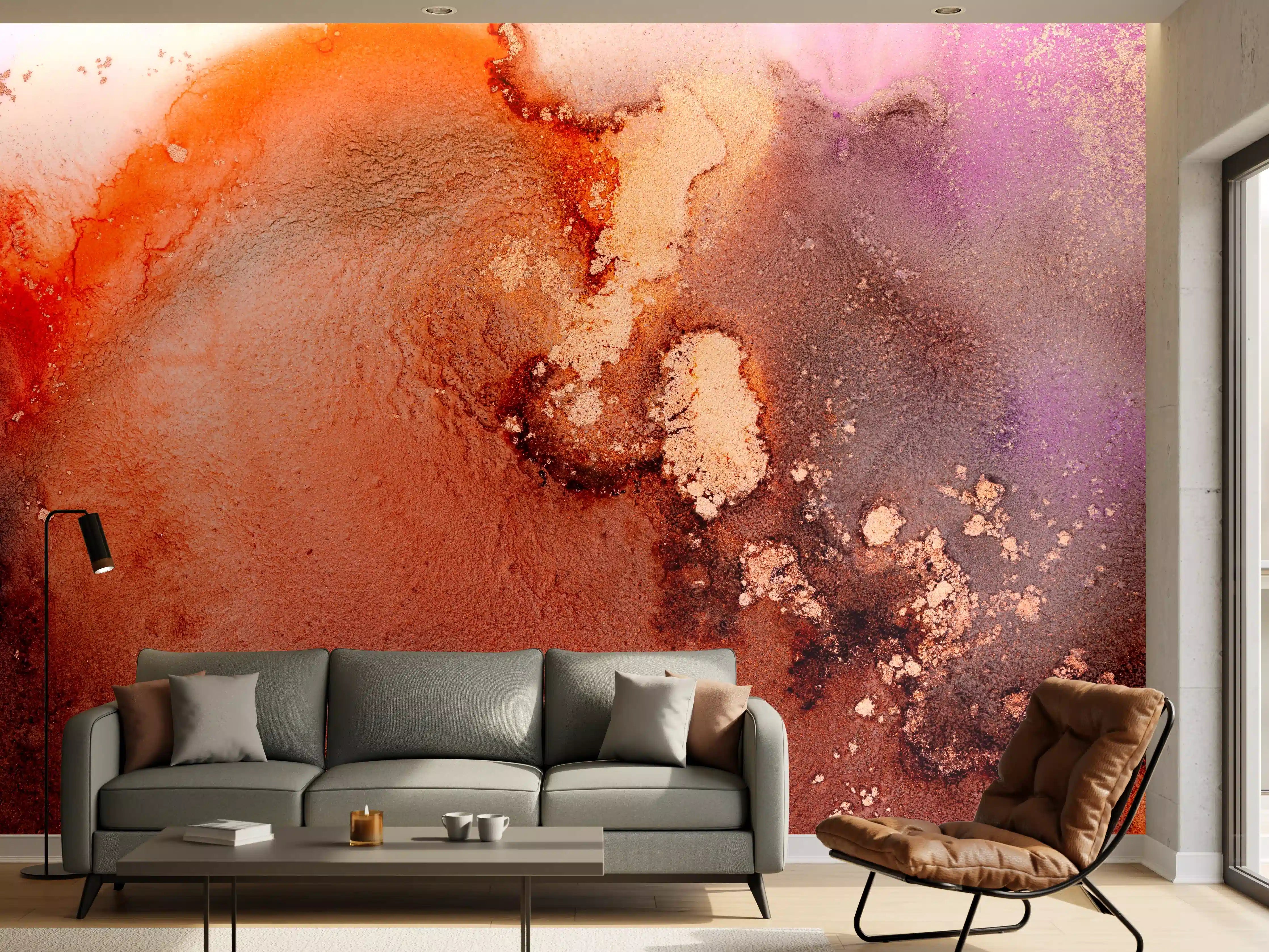 Wandverkleidung Wohnzimmer - Farbenfrohe Abstrakte Kunstlandschaft
