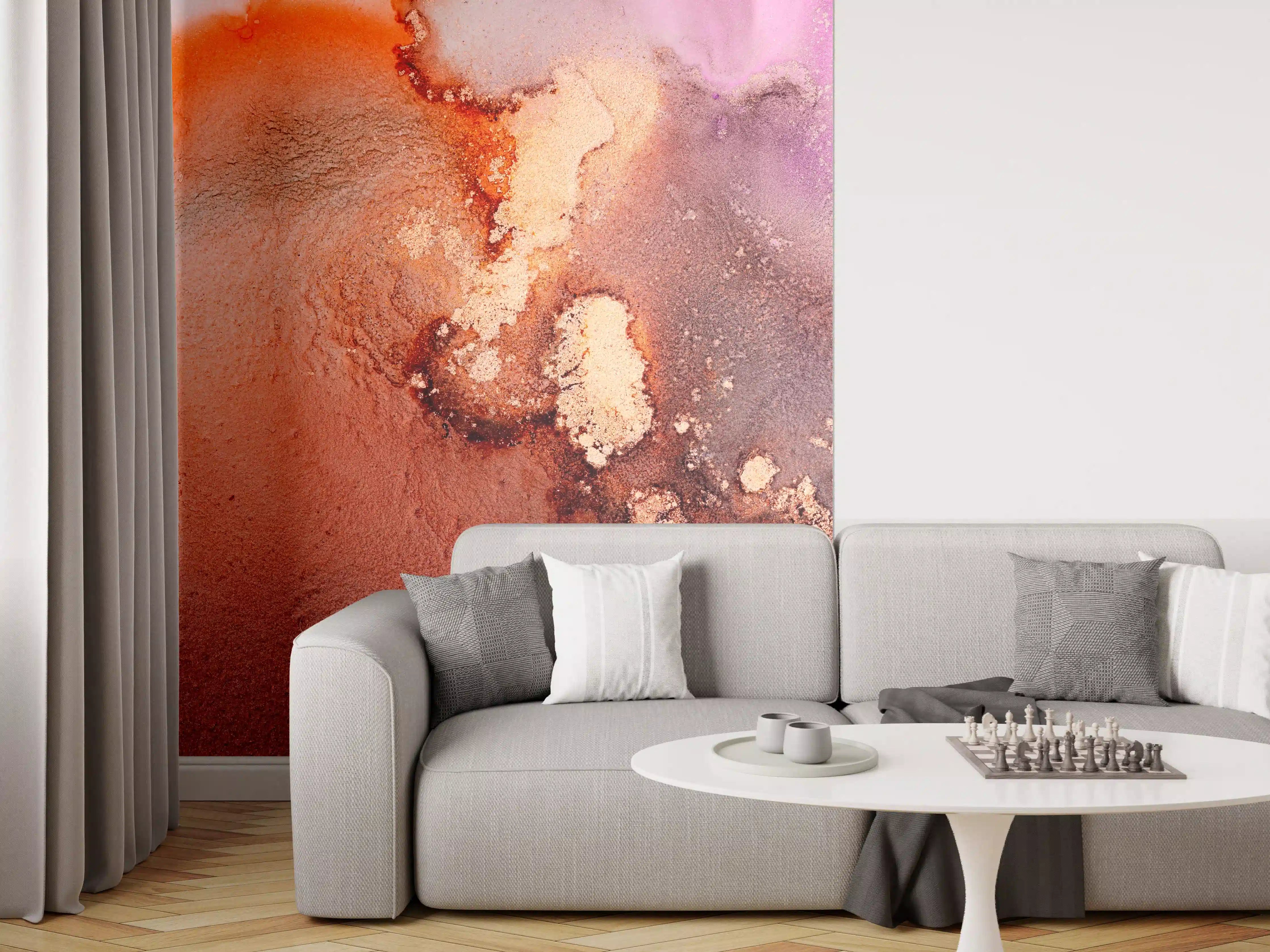 Wandverkleidung Wohnzimmer - Farbenfrohe Abstrakte Kunstlandschaft