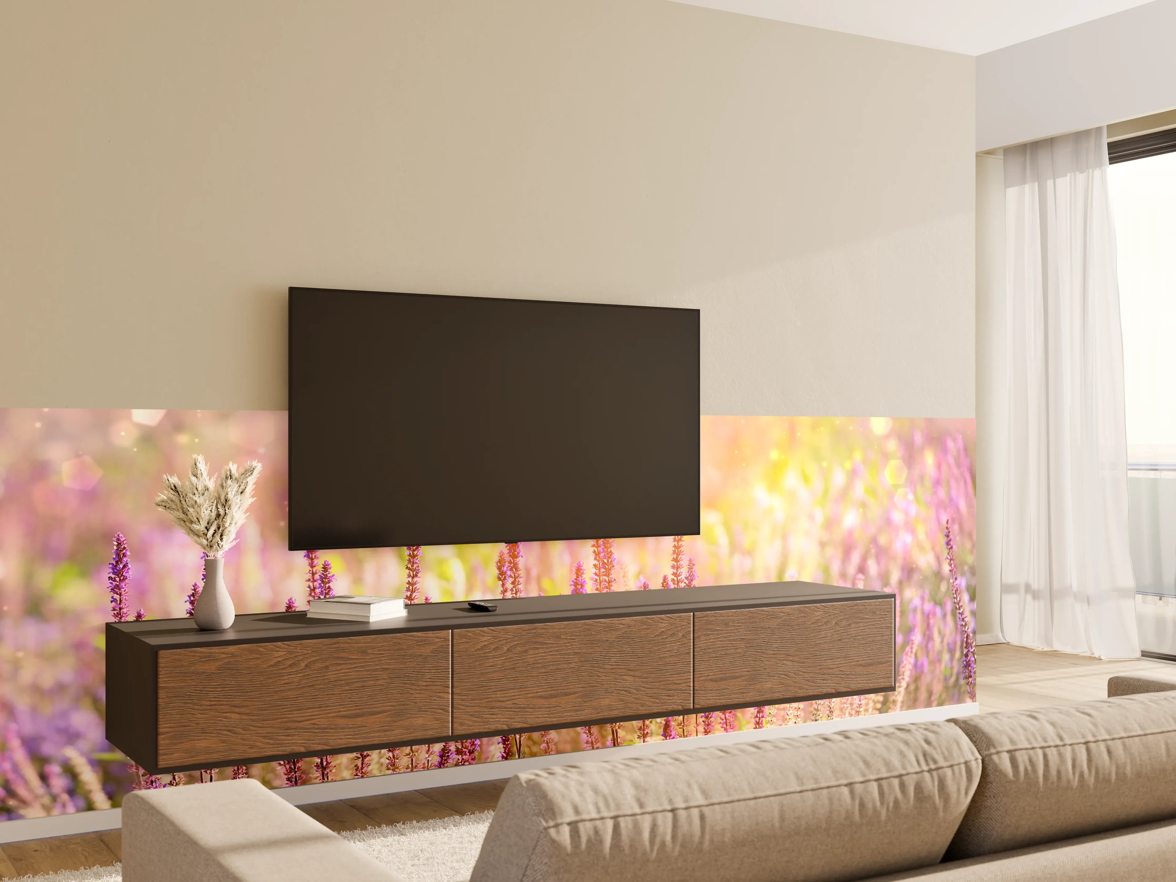 Wandverkleidung Wohnzimmer - Farbenfrohe Blüten der Ziersalbei-Pflanzen