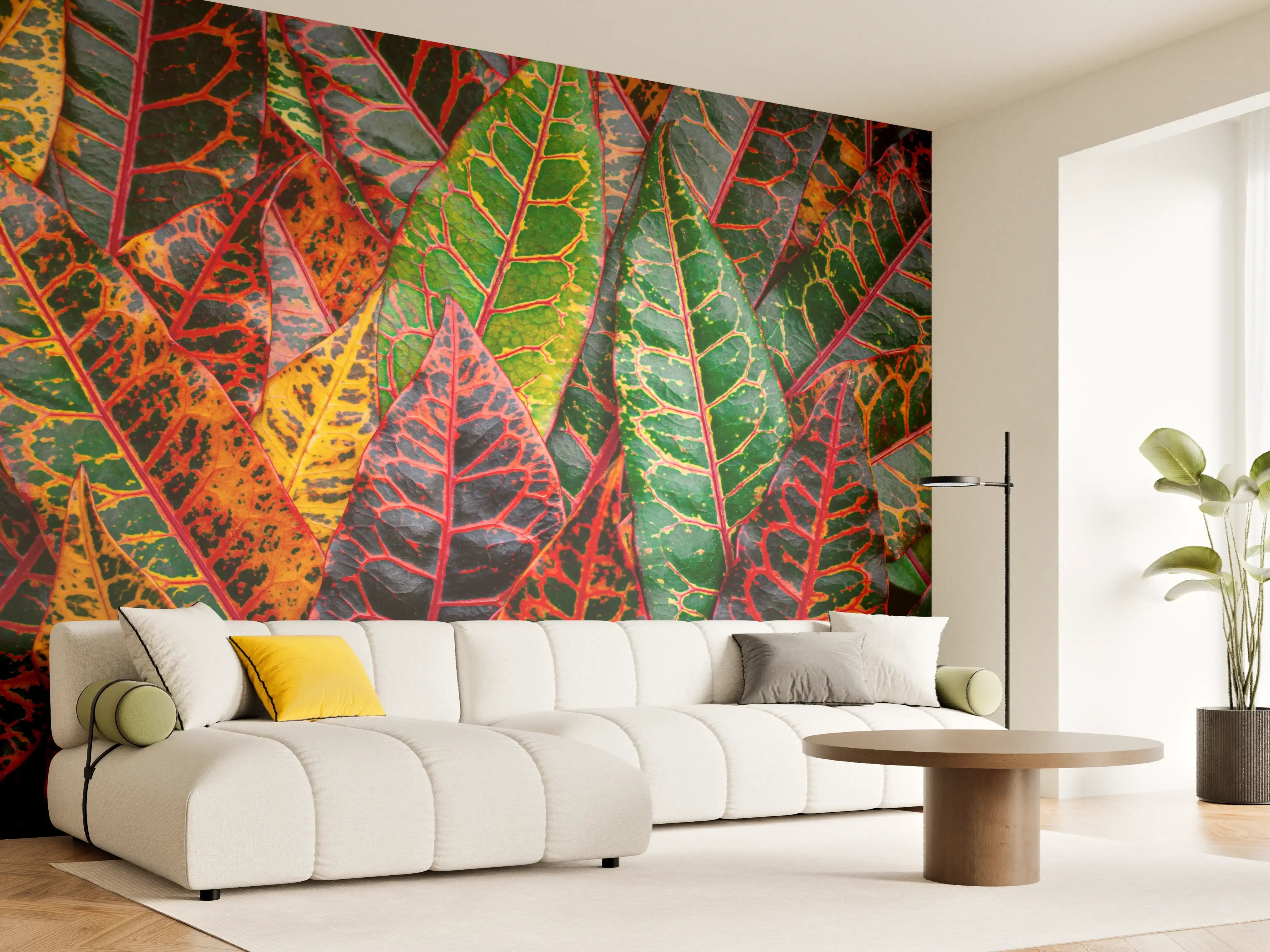 Wandverkleidung Wohnzimmer - Farbenfrohe Croton-Pflanzen