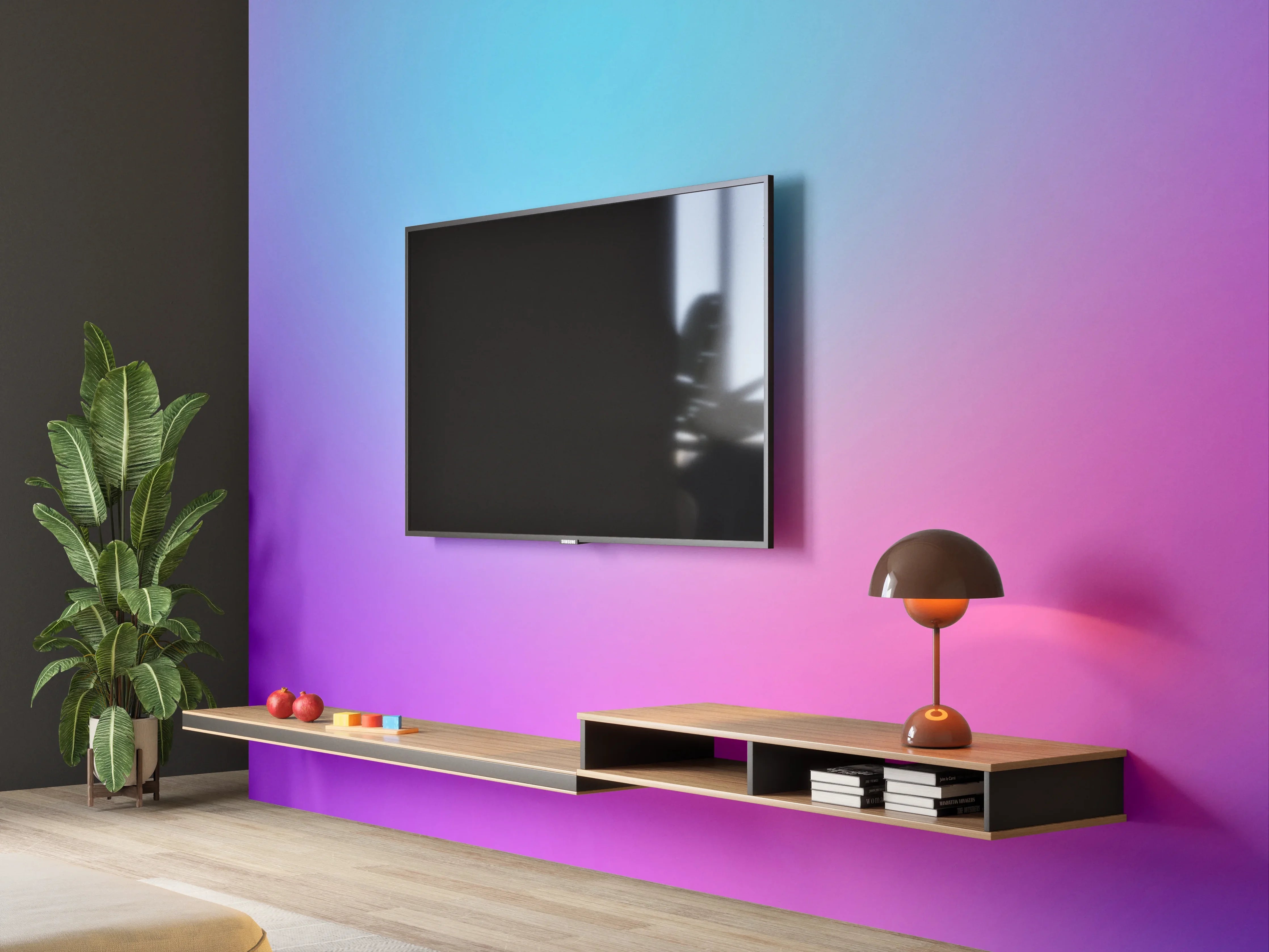 Wandverkleidung Wohnzimmer - Farbenfrohes Farbverlaufsmotiv mit sanften Übergängen