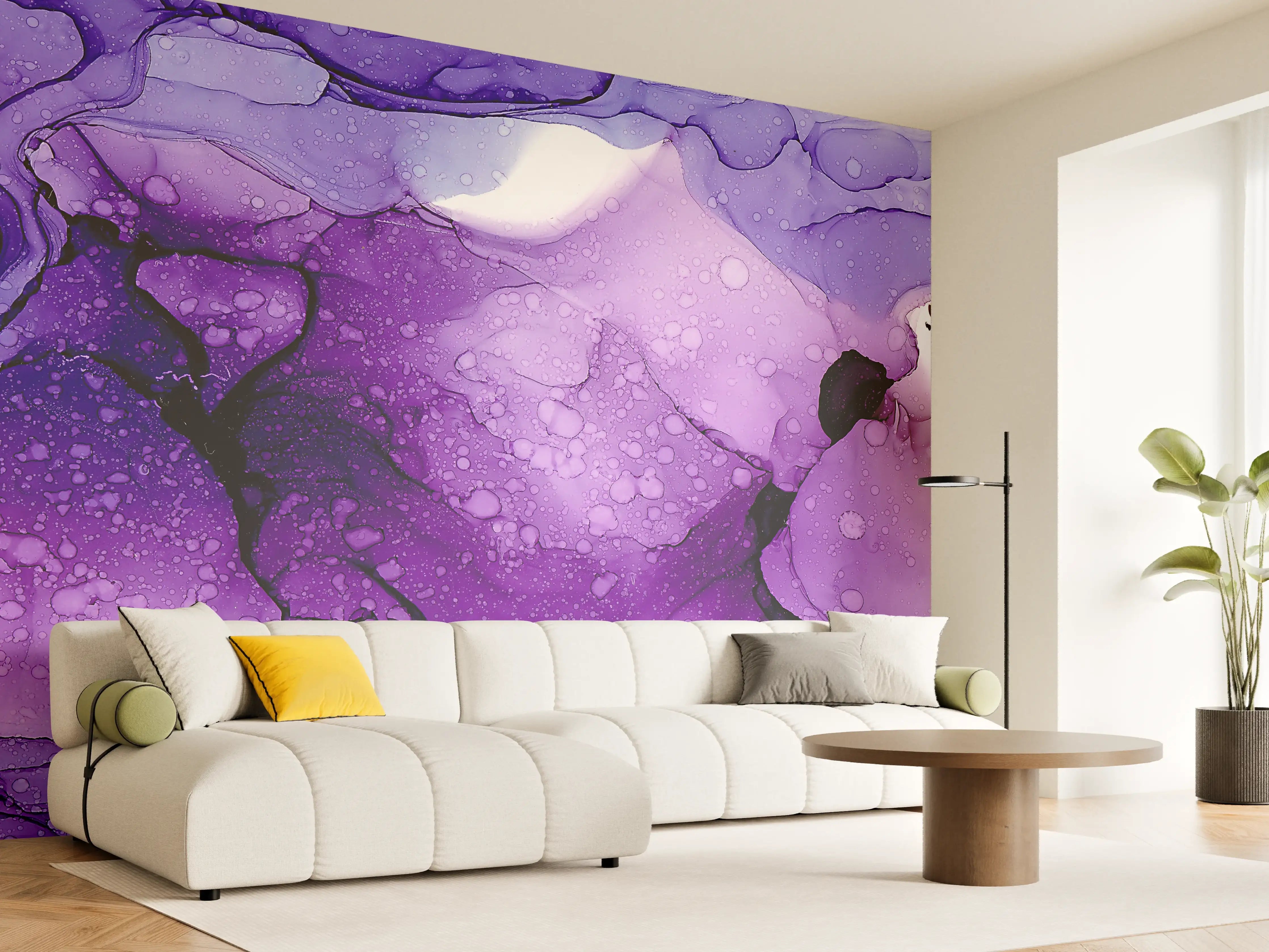 Wandverkleidung Wohnzimmer - Farbenfrohes Wasserfarben-Kunstwerk