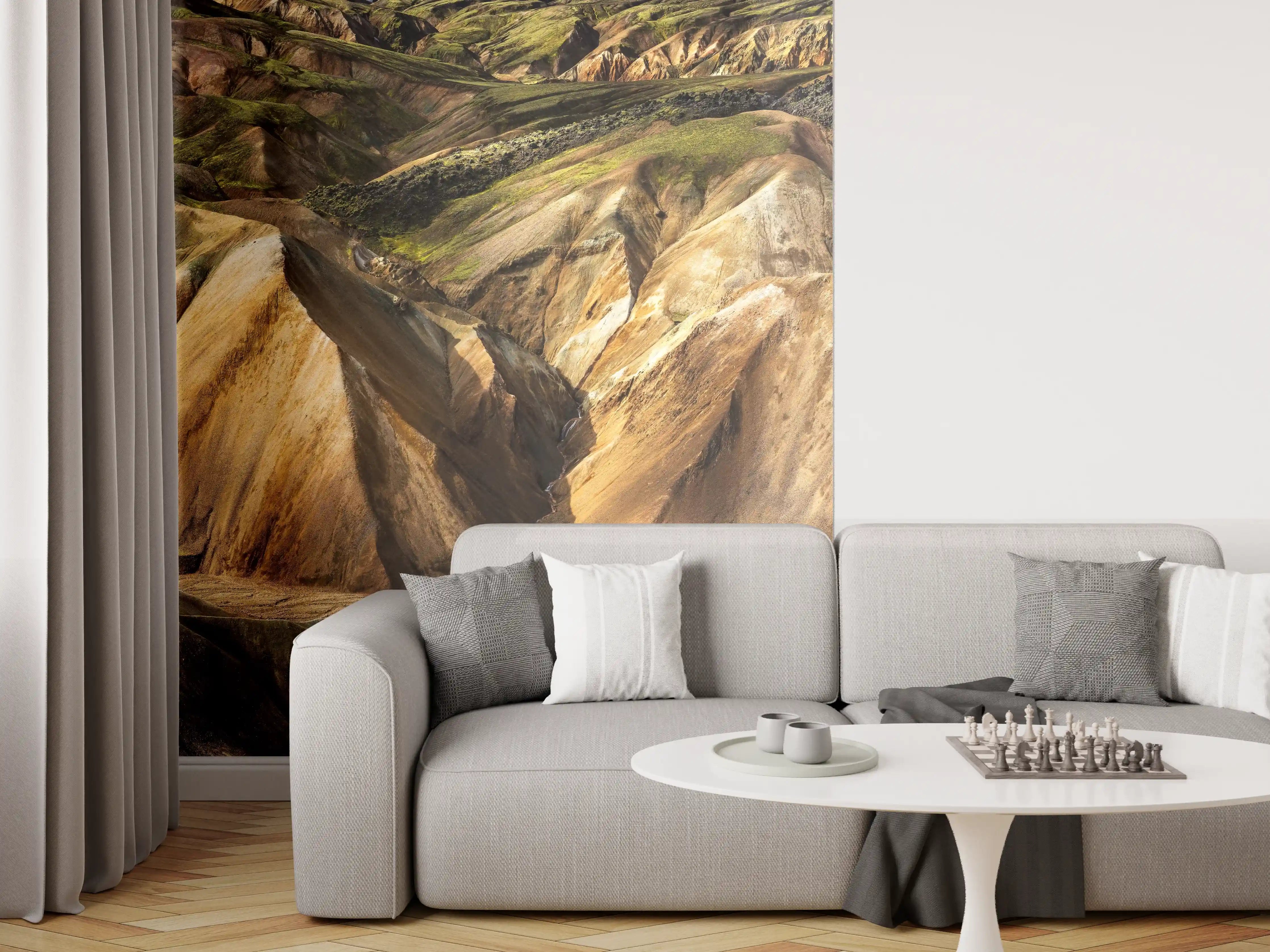Wandverkleidung Wohnzimmer - Farbenprächtige Felsenlandschaft