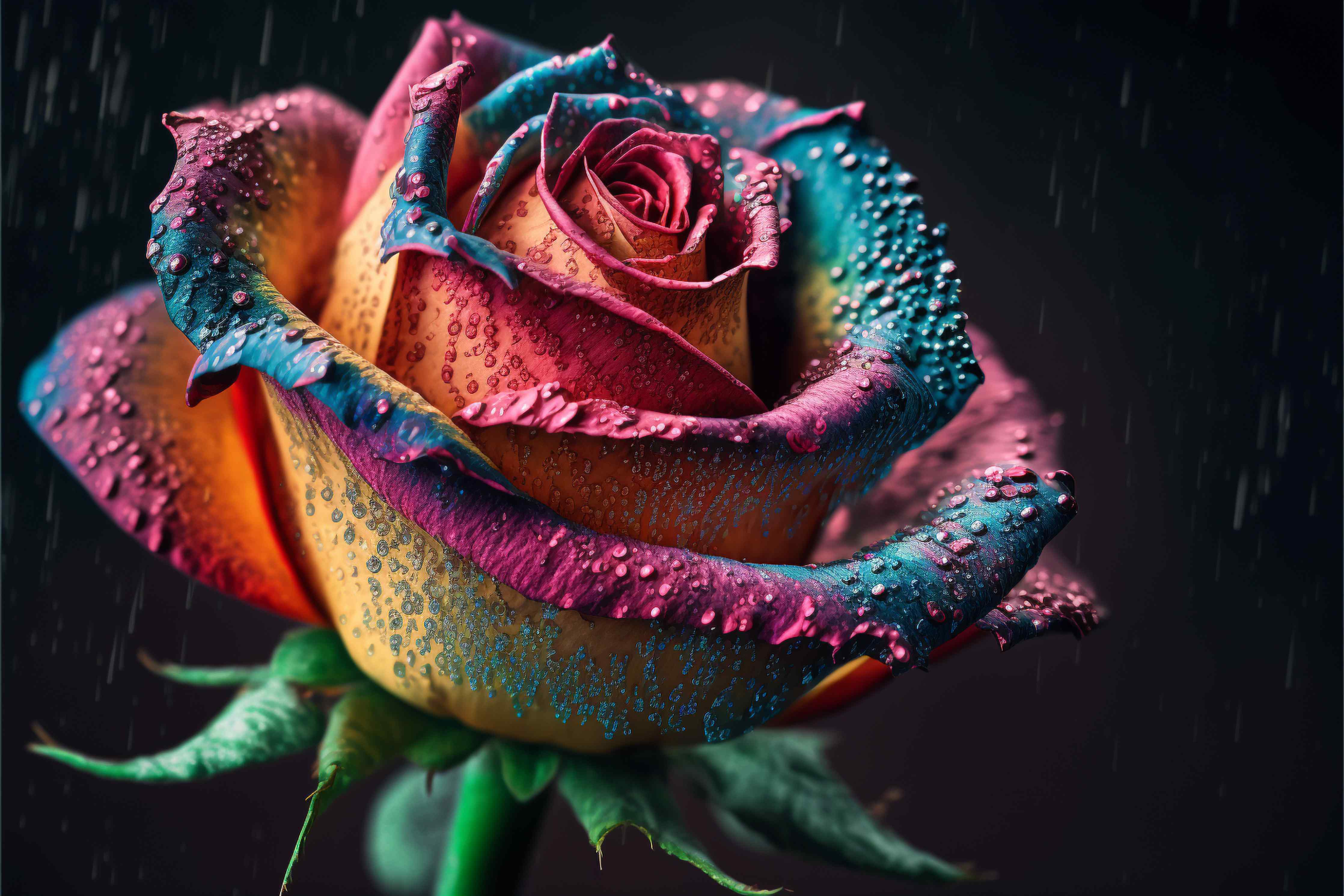 Wandverkleidung Wohnzimmer-Farbenprächtige Regenbogenrose