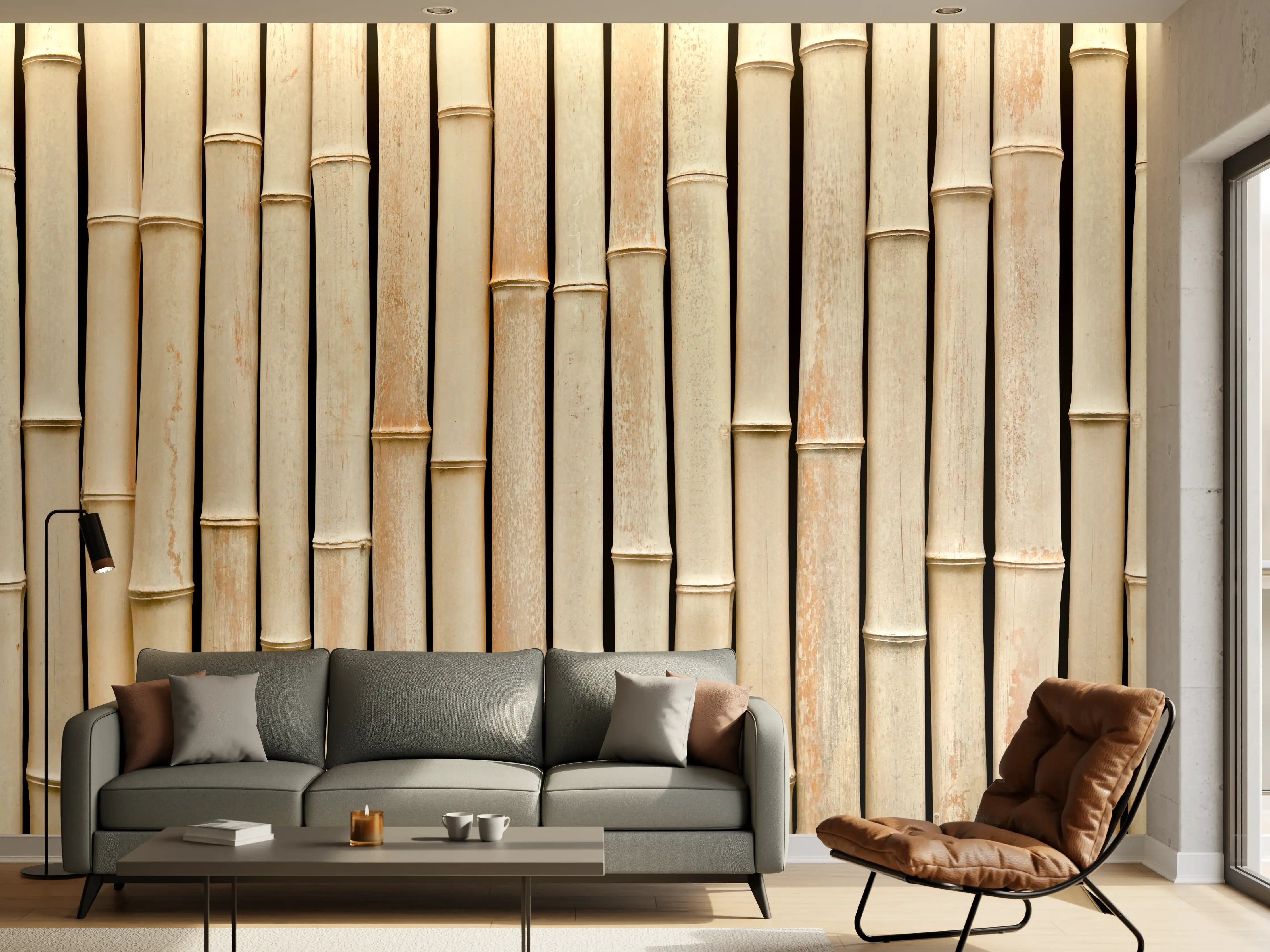 Wandverkleidung Wohnzimmer - Fassade aus schönem Bambus