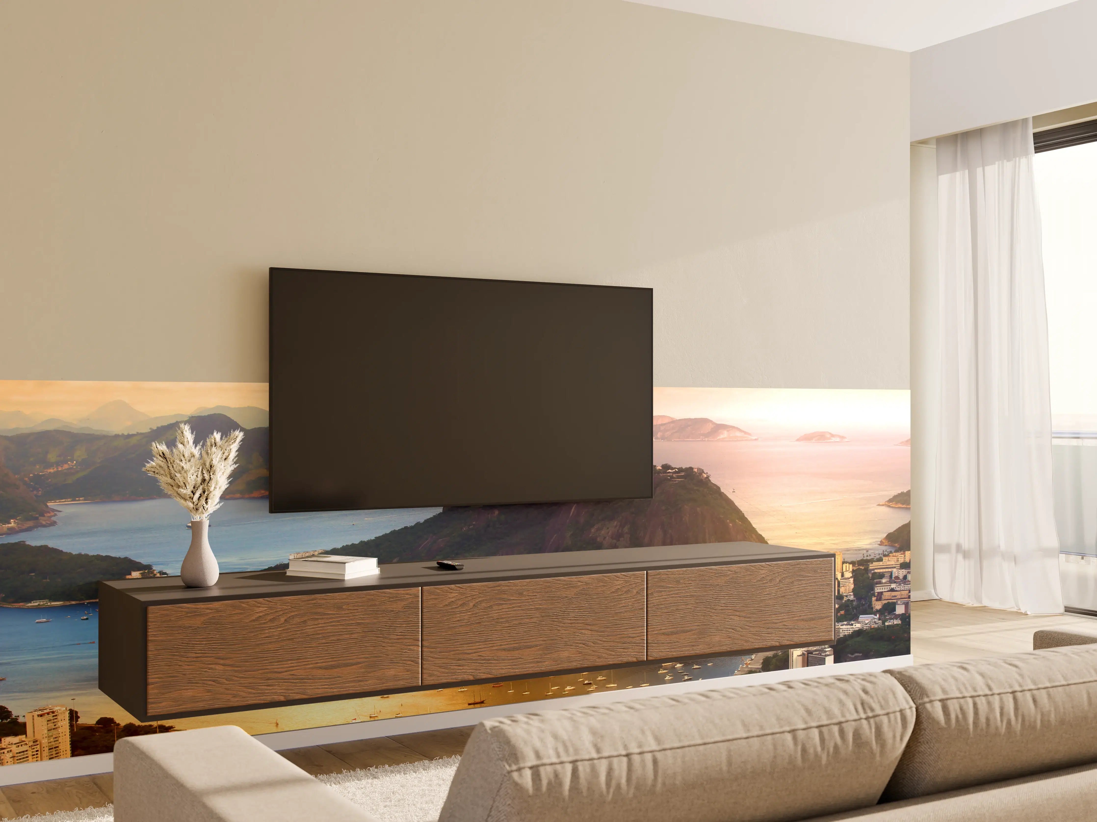 Wandverkleidung Wohnzimmer - Faszinierende Stadtansicht Rio de Janeiro bei Sonnenuntergang