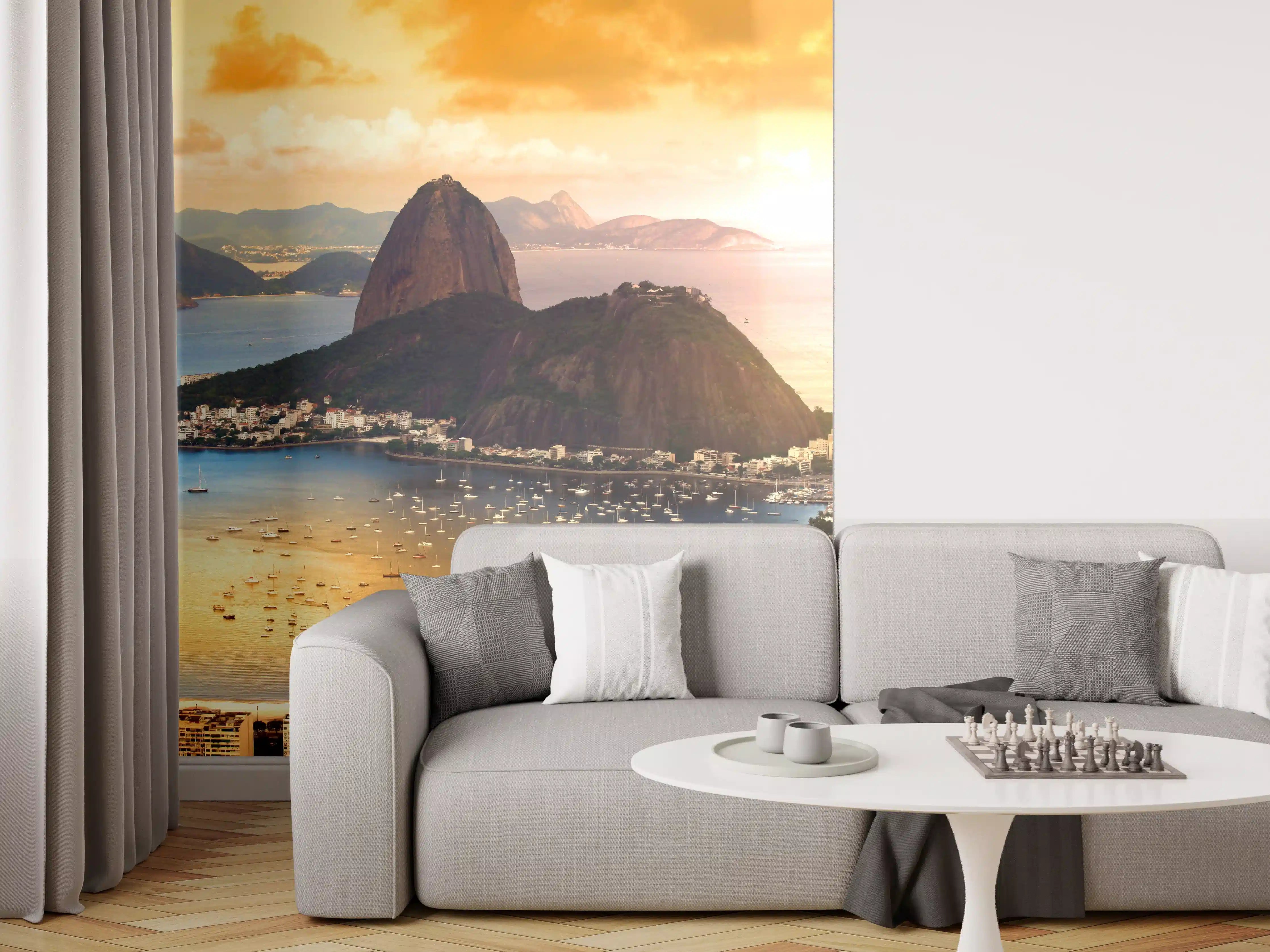 Wandverkleidung Wohnzimmer - Faszinierende Stadtansicht Rio de Janeiro bei Sonnenuntergang