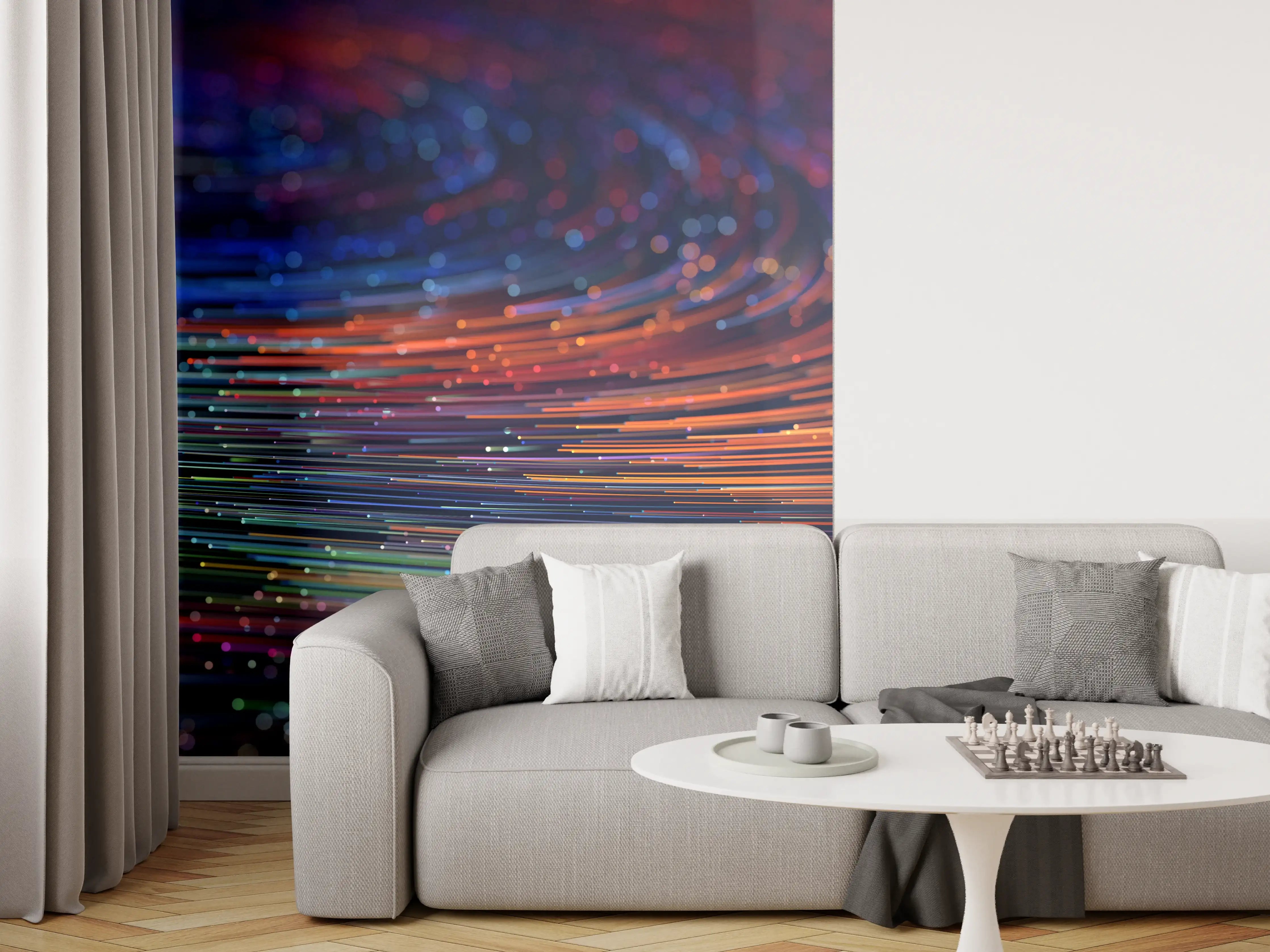 Wandverkleidung Wohnzimmer - Faszinierende bunte Lichtspirale