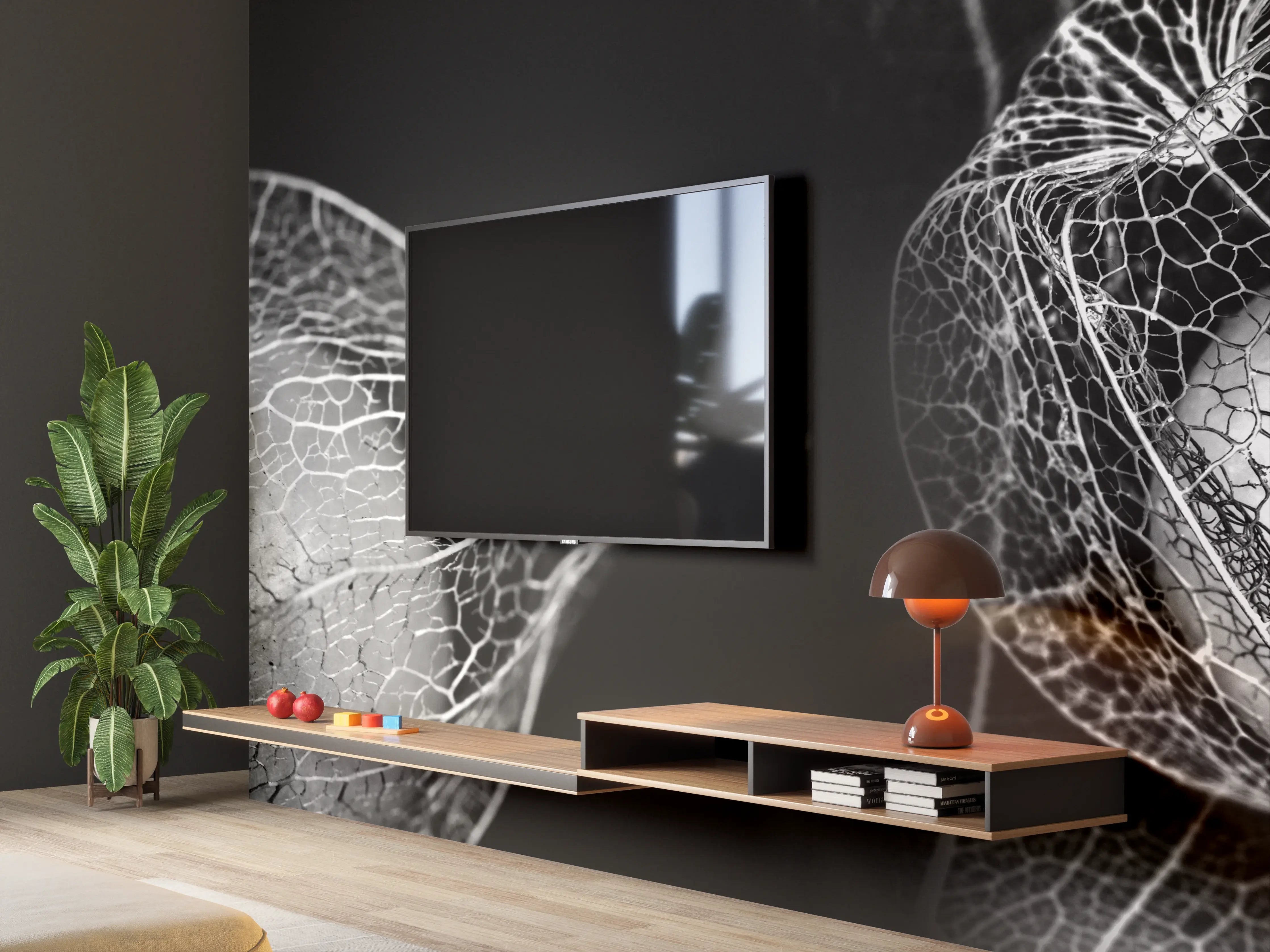 Wandverkleidung Wohnzimmer - Faszinierende natürliche Strukturen in Schwarzweiß