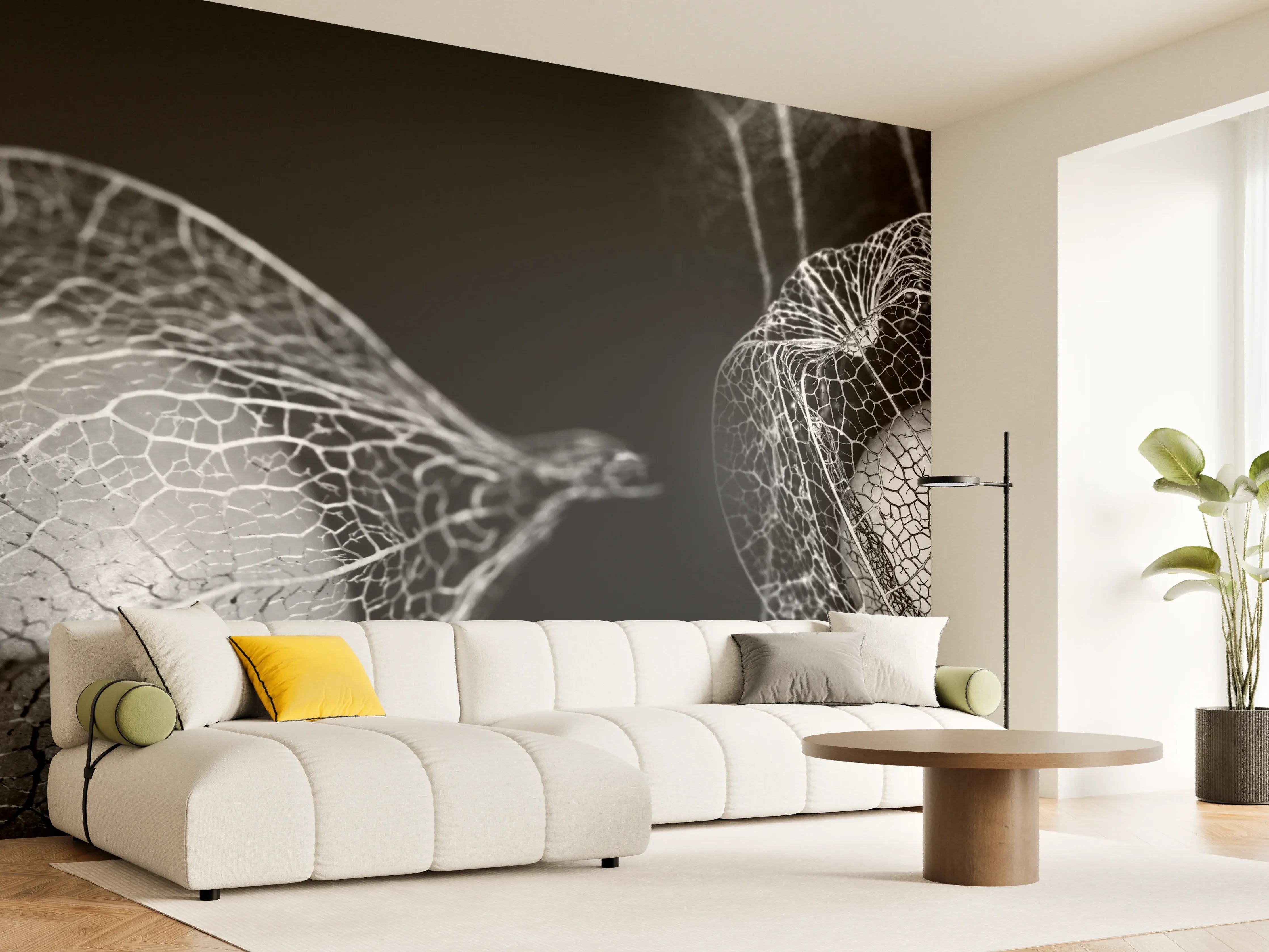 Wandverkleidung Wohnzimmer - Faszinierende natürliche Strukturen in Schwarzweiß