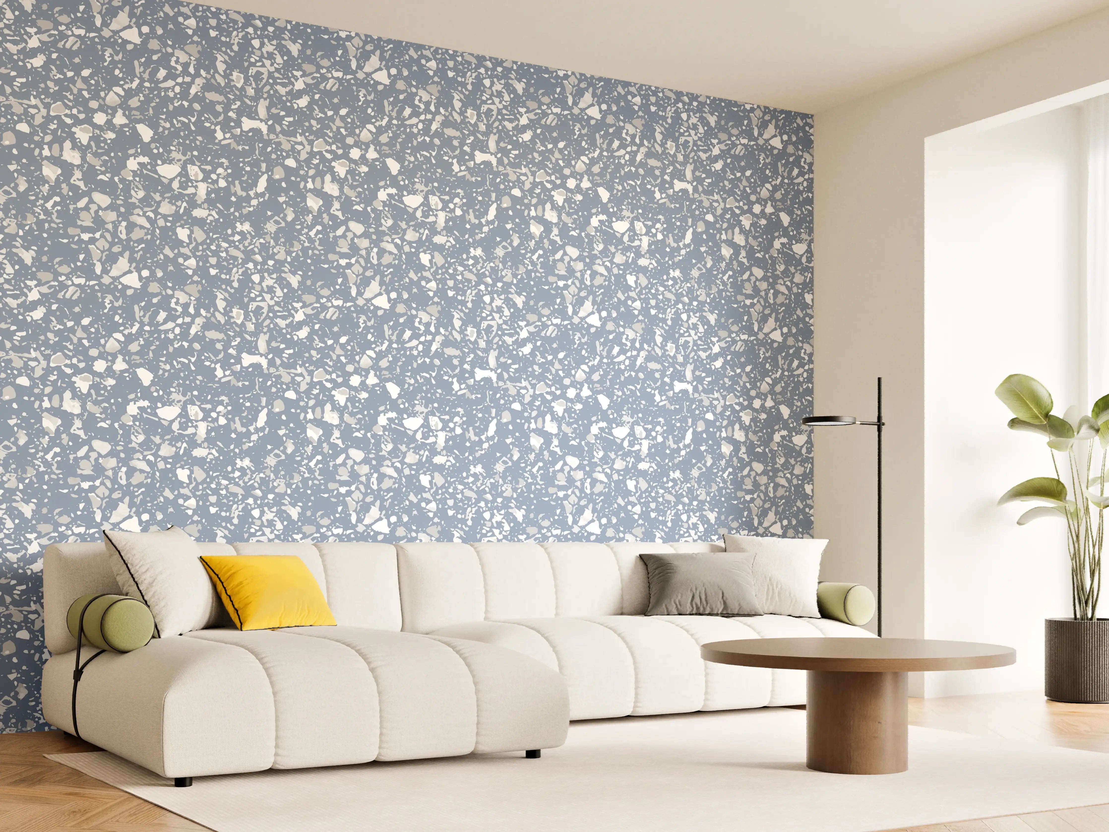 Wandverkleidung Wohnzimmer - Fensterglas mit Schnee-Effekt