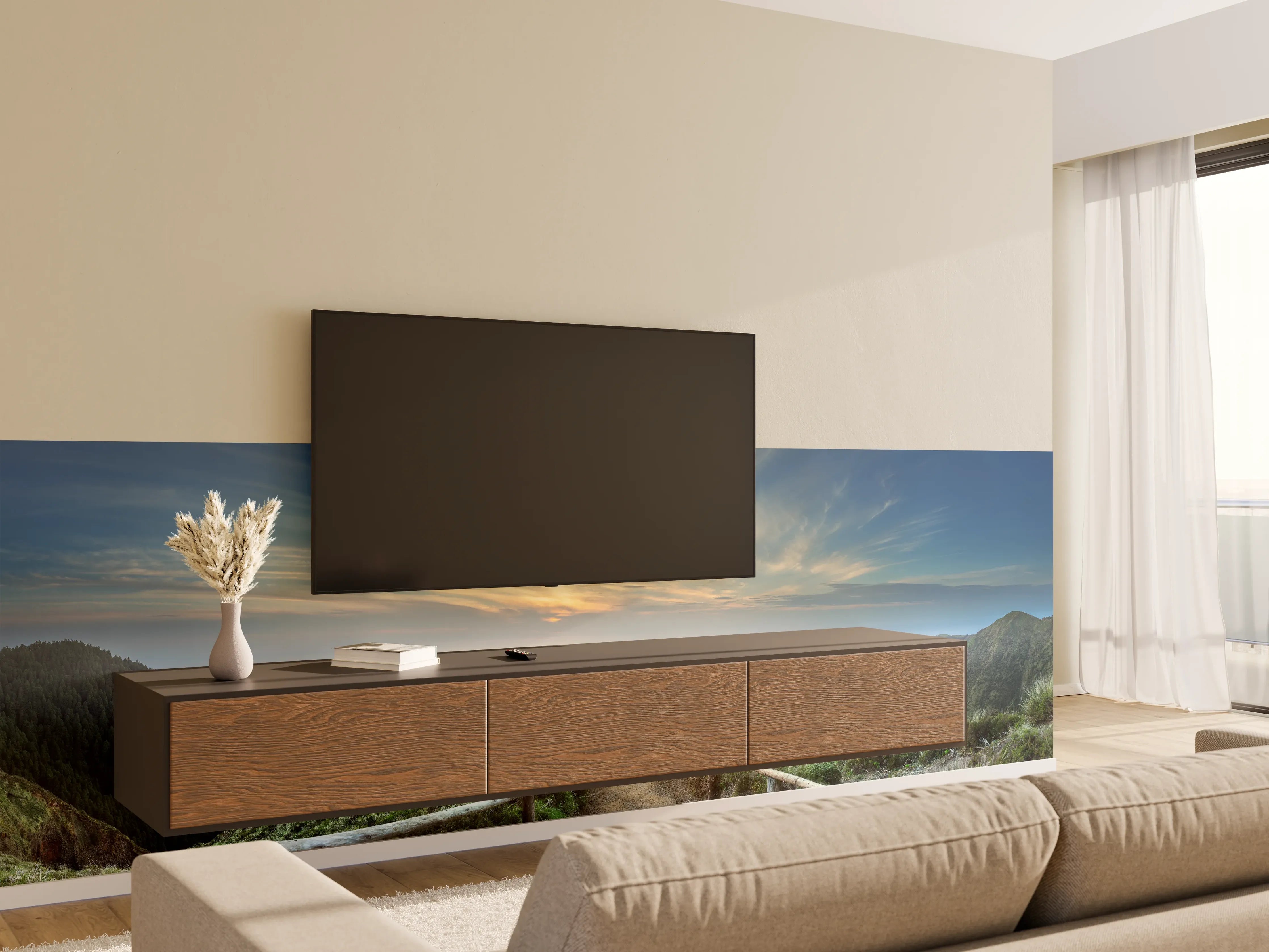 Wandverkleidung Wohnzimmer - Fesselnde  Berglandschaft - Ponta Delgada