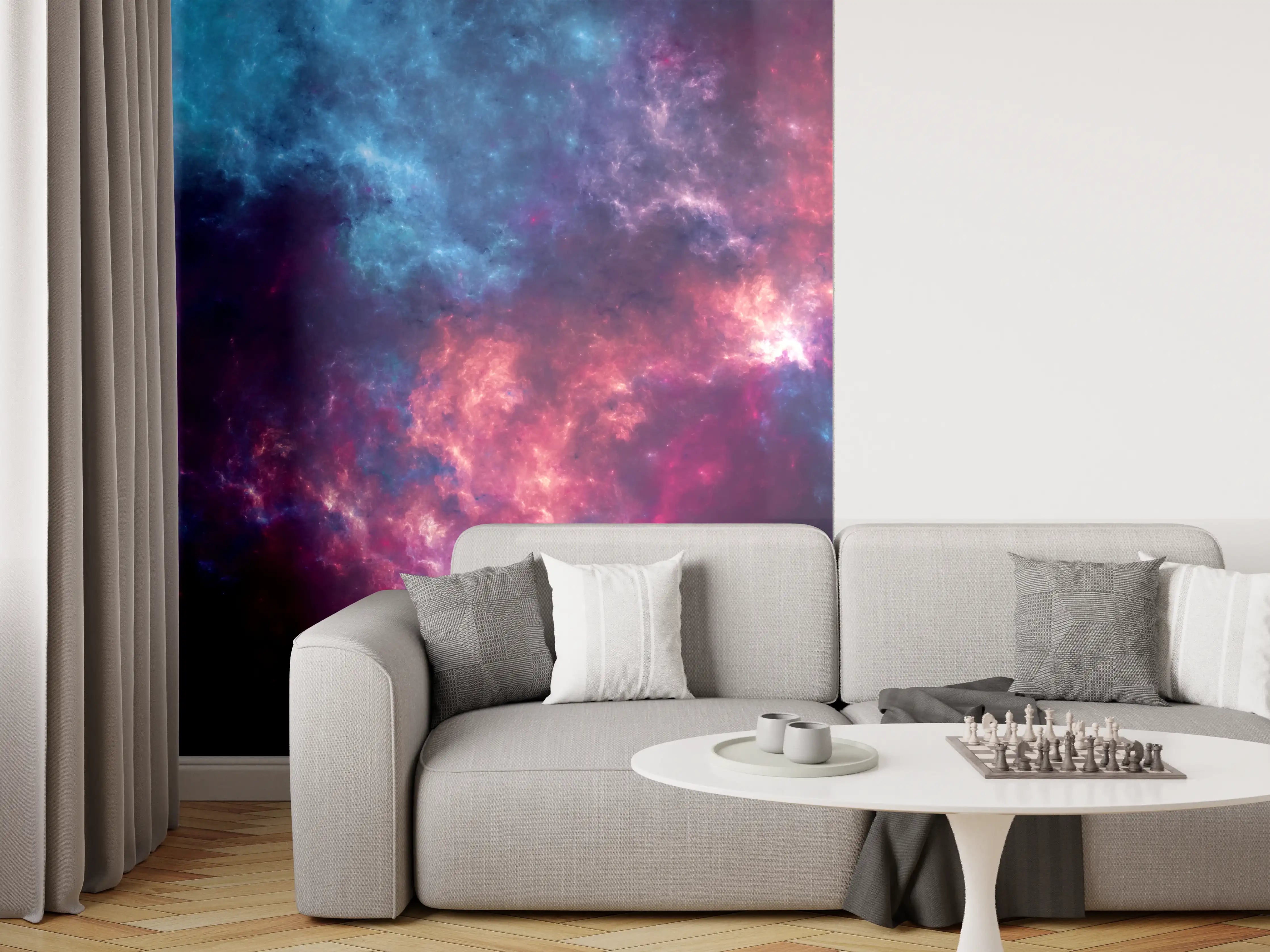 Wandverkleidung Wohnzimmer - Fiktiver Weltraum