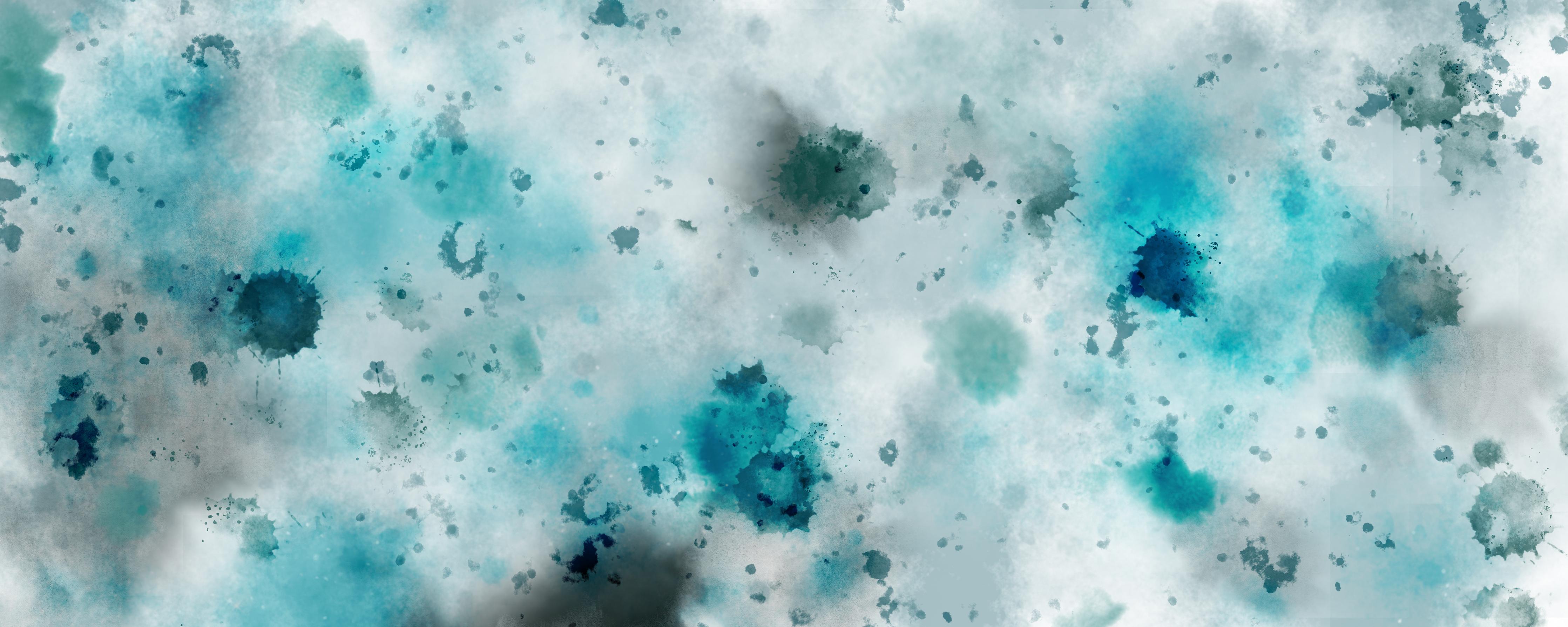Wandverkleidung Wohnzimmer-Flecken auf türkisfarbenen Aquarellhintergrund
