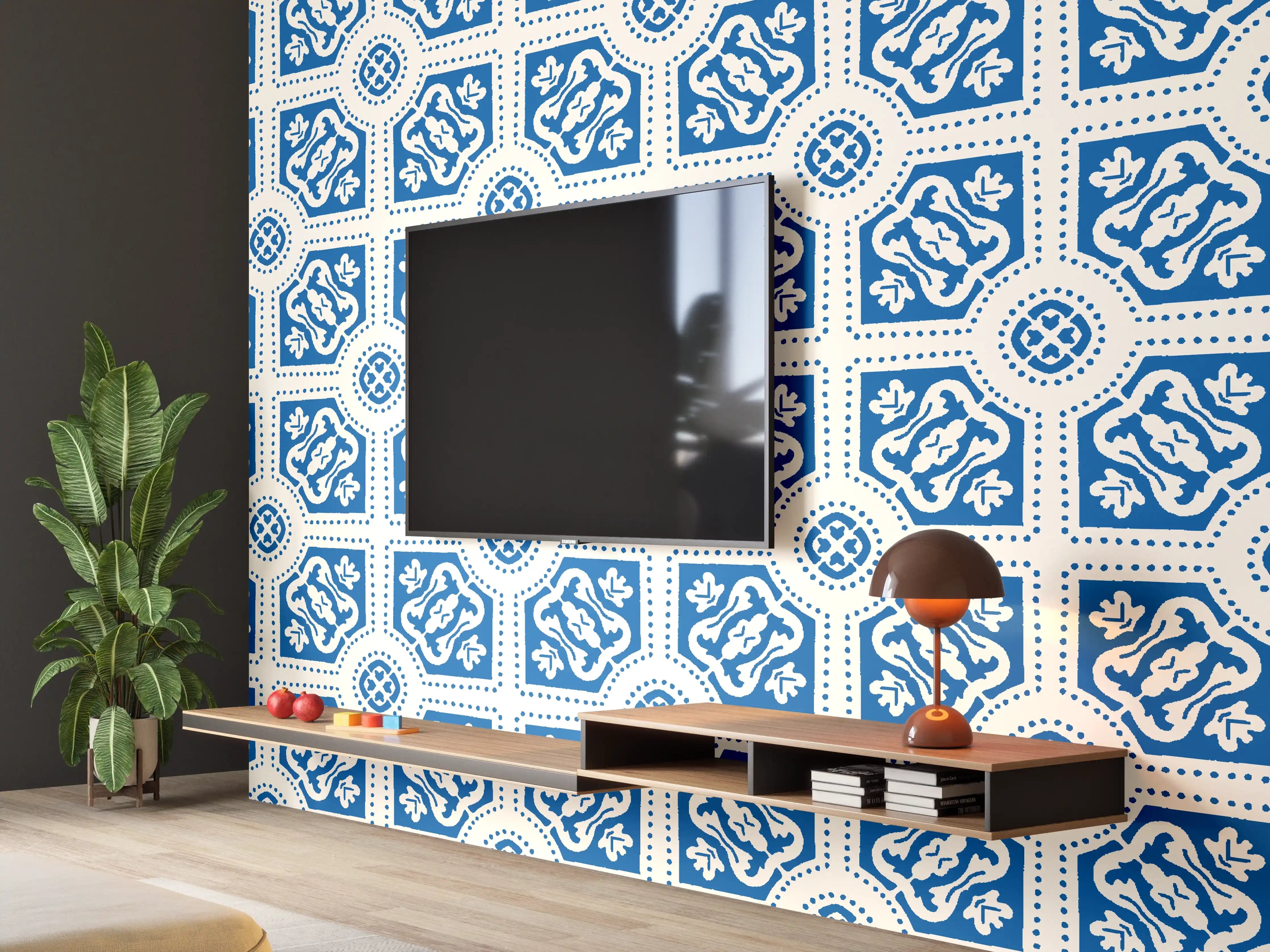 Wandverkleidung Wohnzimmer - Fliesenkunst Portugals