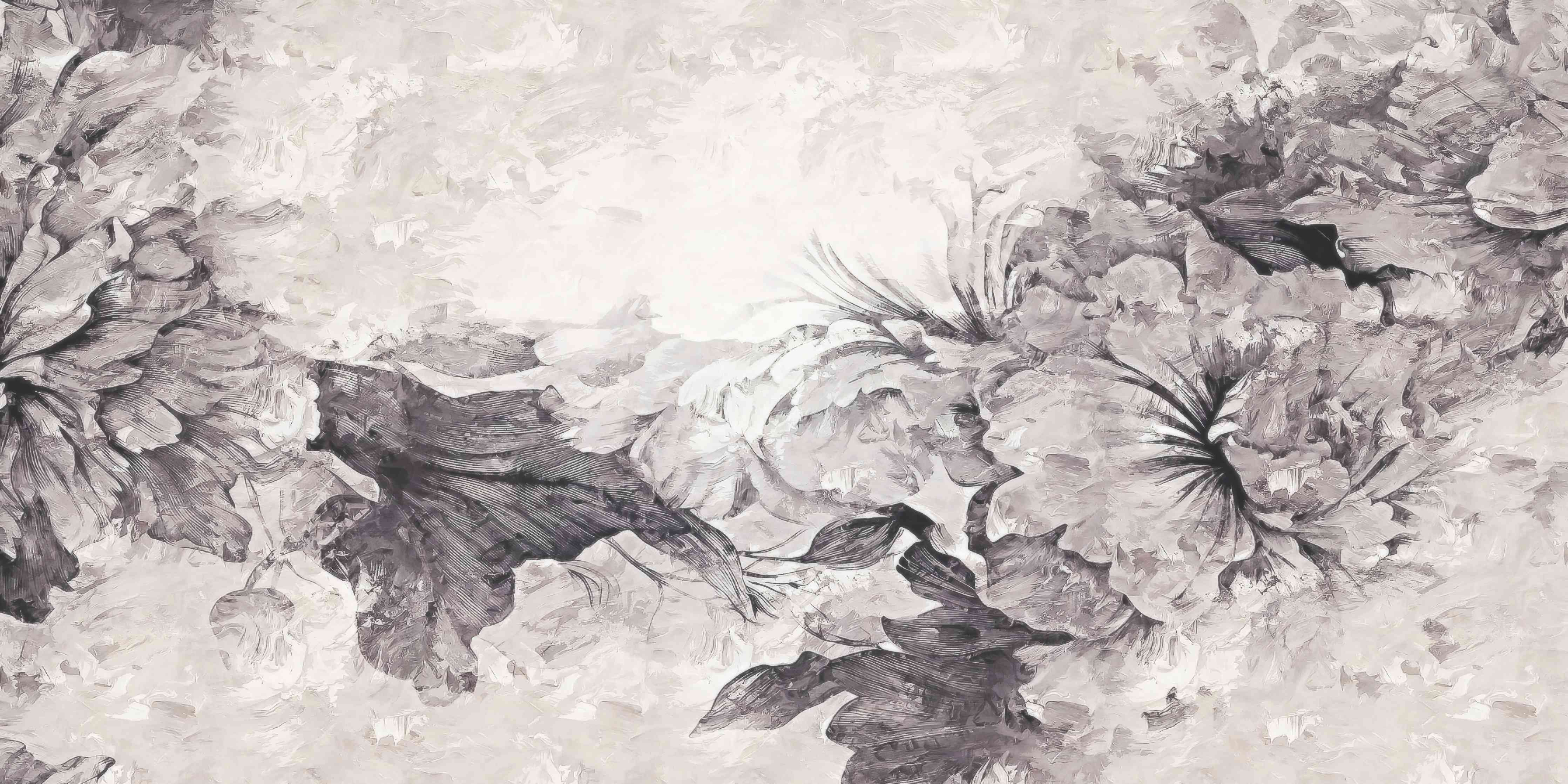 Wandverkleidung Wohnzimmer-Floral Grau Abstrakte Textur