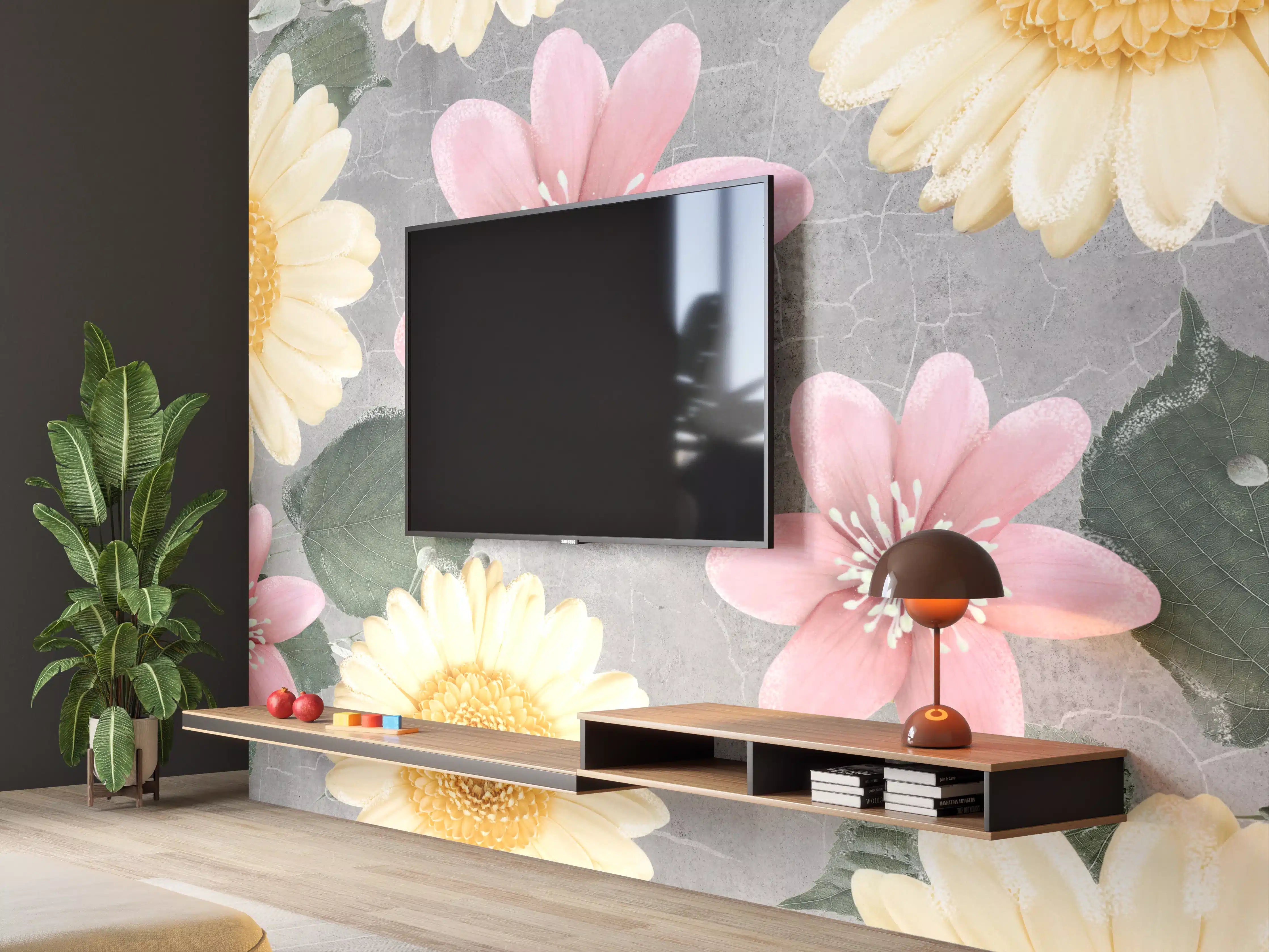 Wandverkleidung Wohnzimmer - Florales Wandmuster - Zeichnung