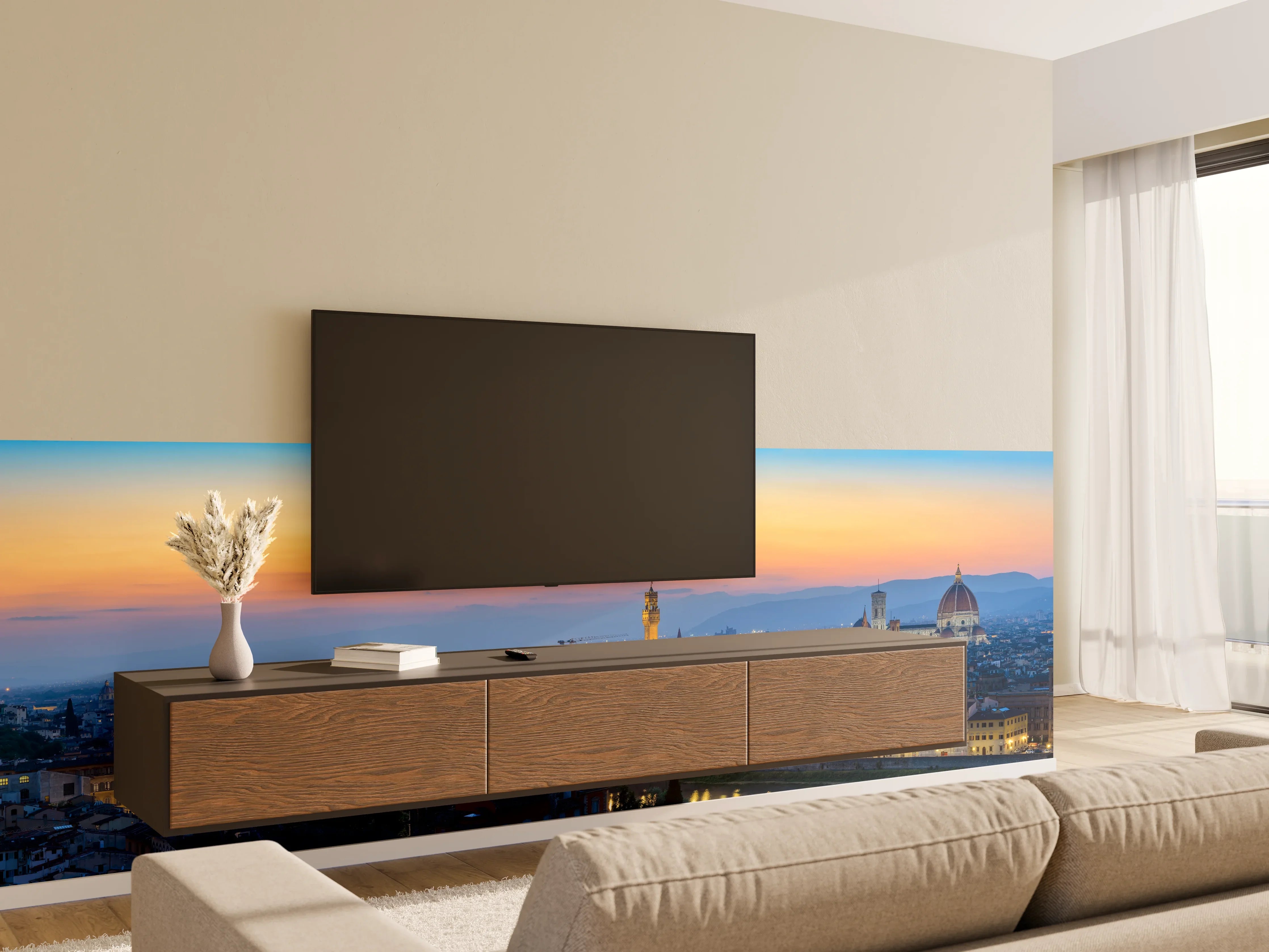 Wandverkleidung Wohnzimmer - Florenz Skyline im Sonnenuntergang