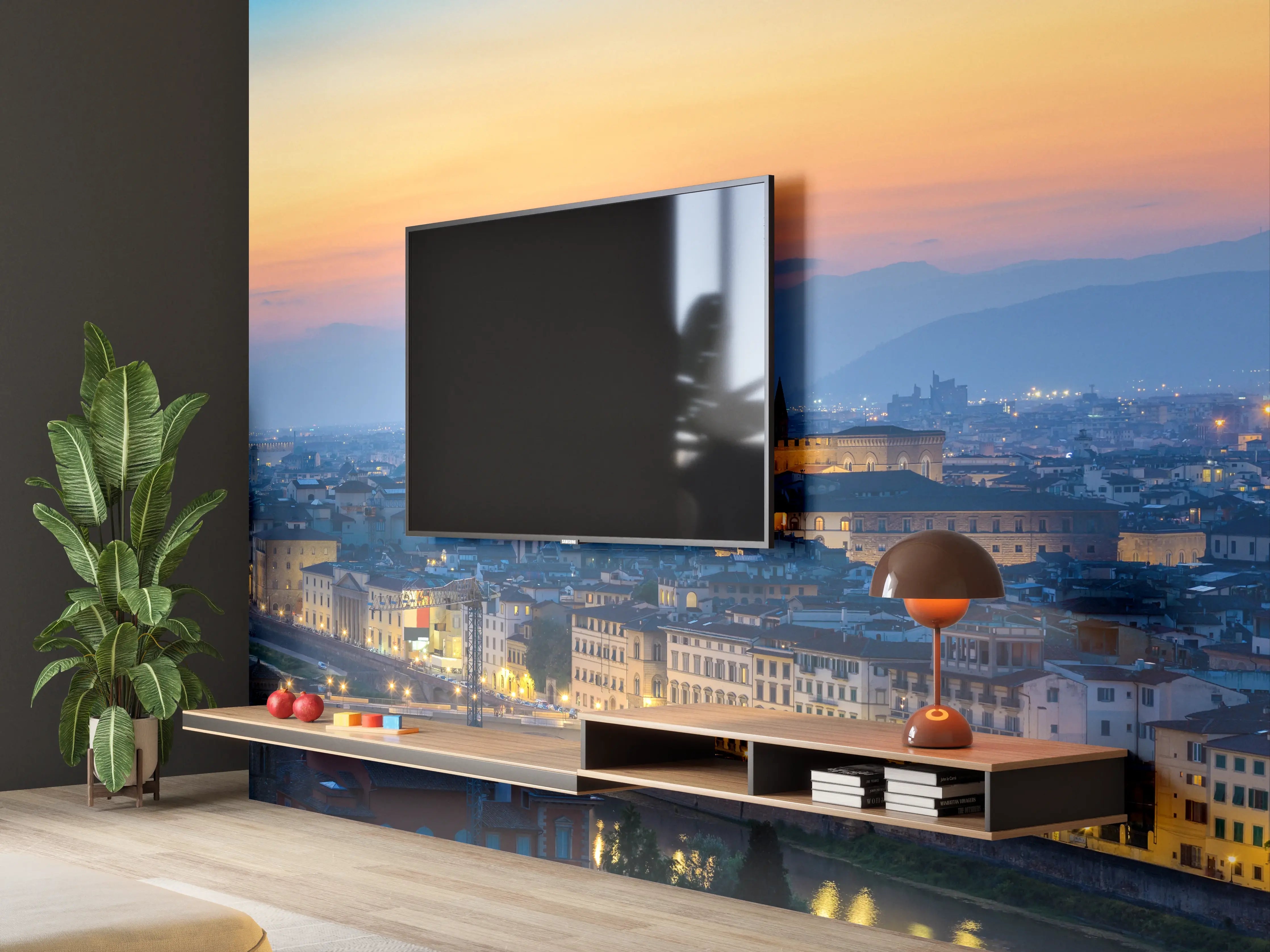 Wandverkleidung Wohnzimmer - Florenz Skyline im Sonnenuntergang