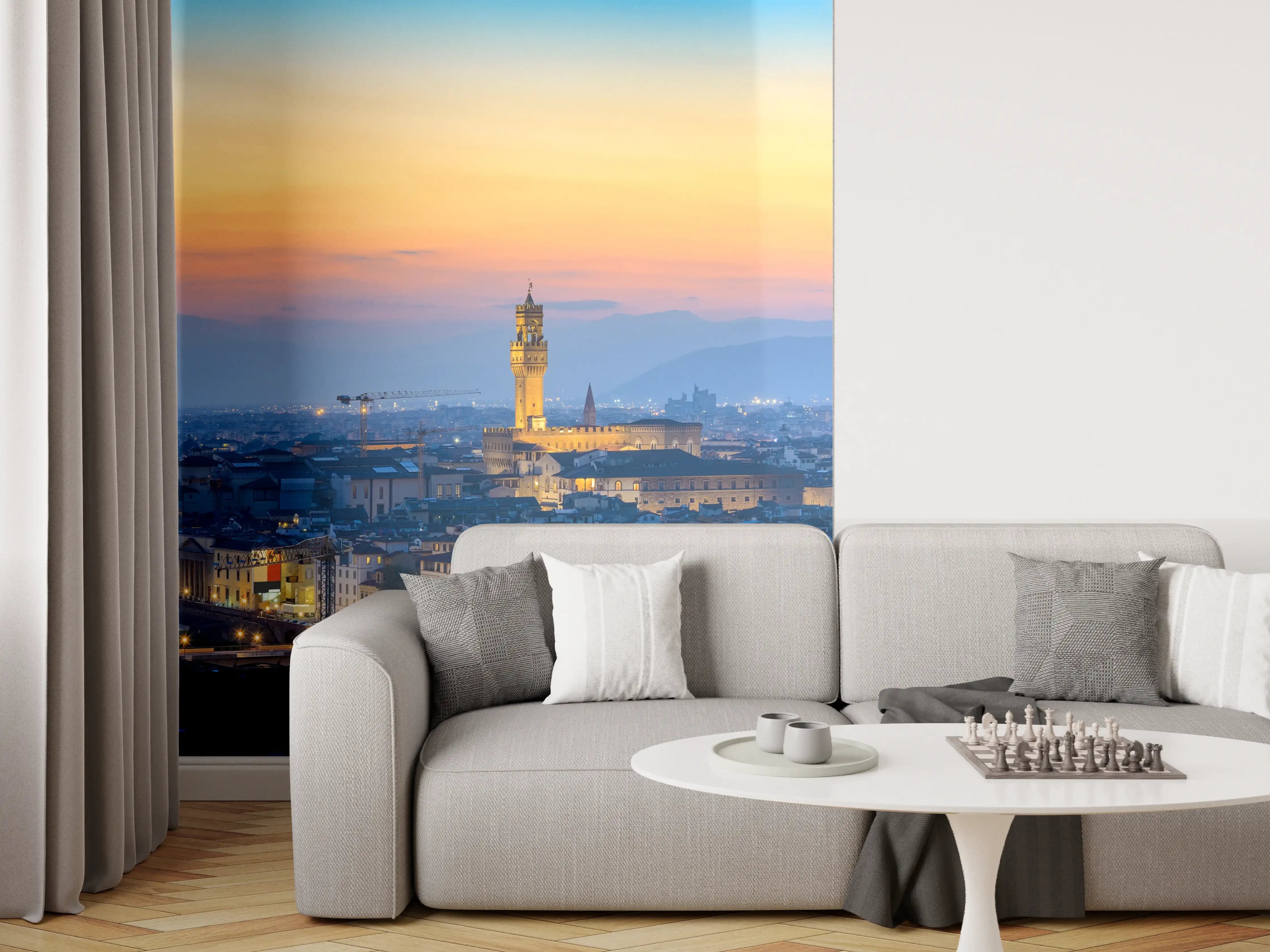 Wandverkleidung Wohnzimmer - Florenz Skyline im Sonnenuntergang