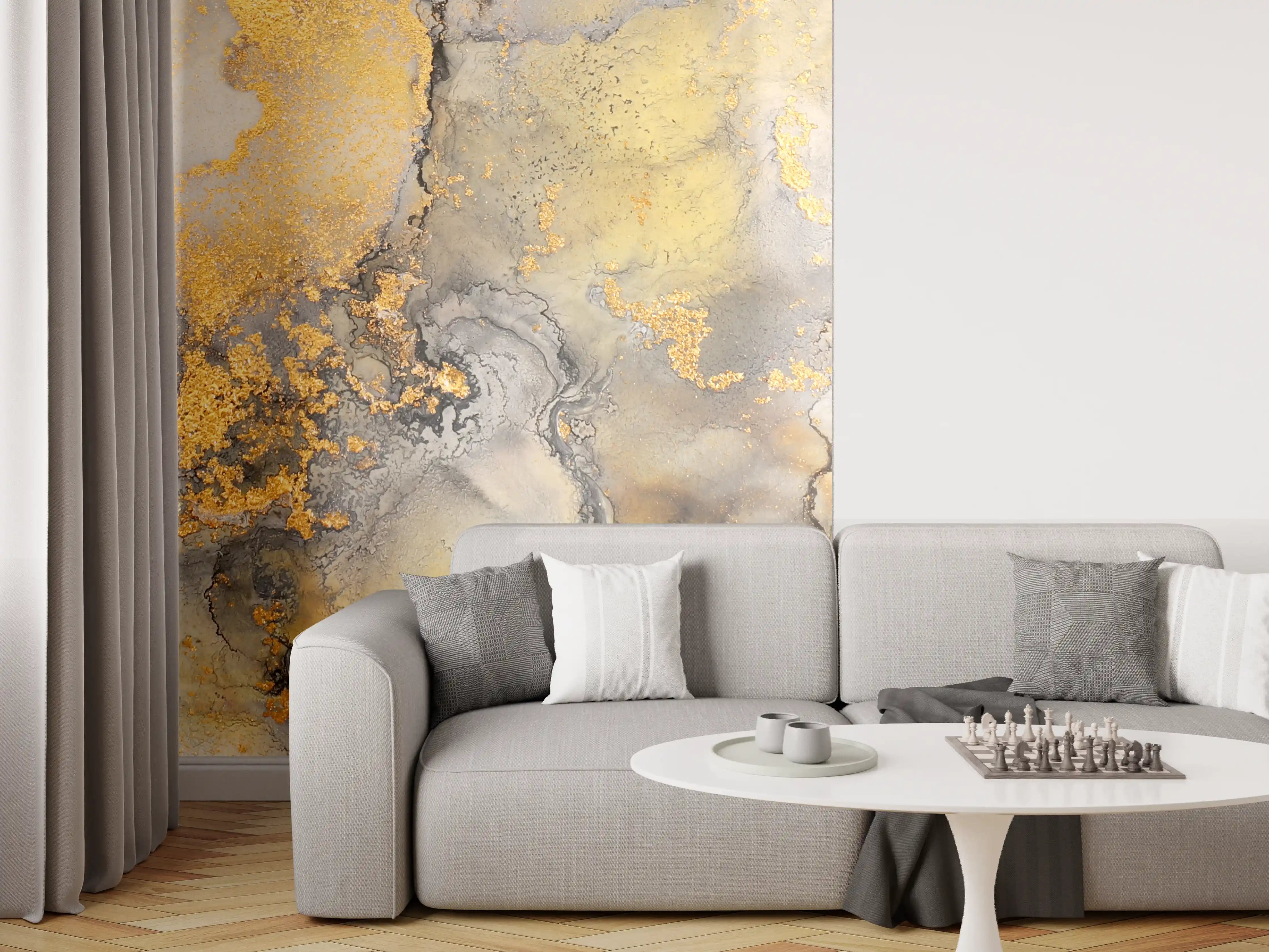 Wandverkleidung Wohnzimmer - Flüssigkunstmalerei mit Alkoholtinte