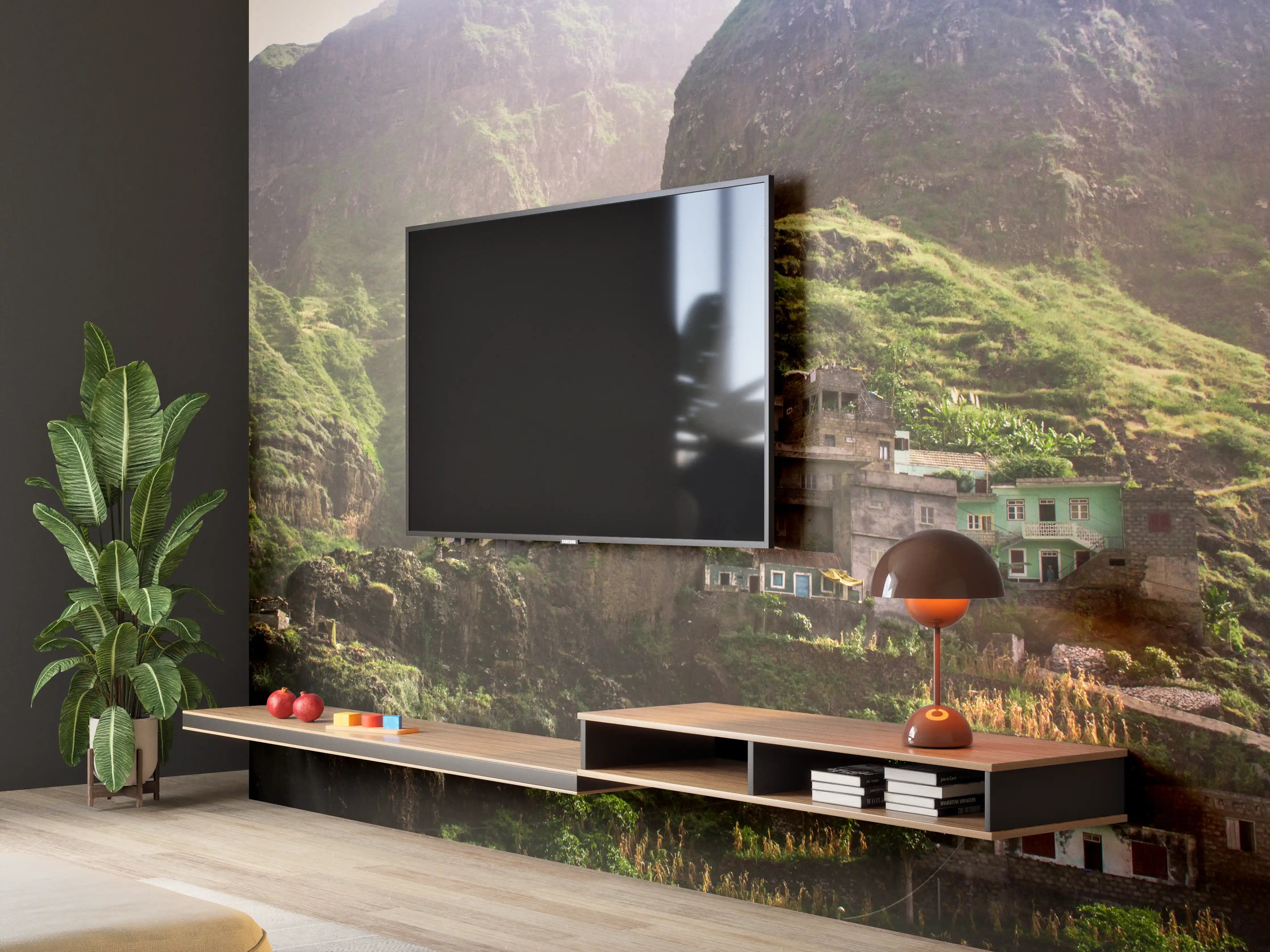 Wandverkleidung Wohnzimmer - Fontainhas Landschaft