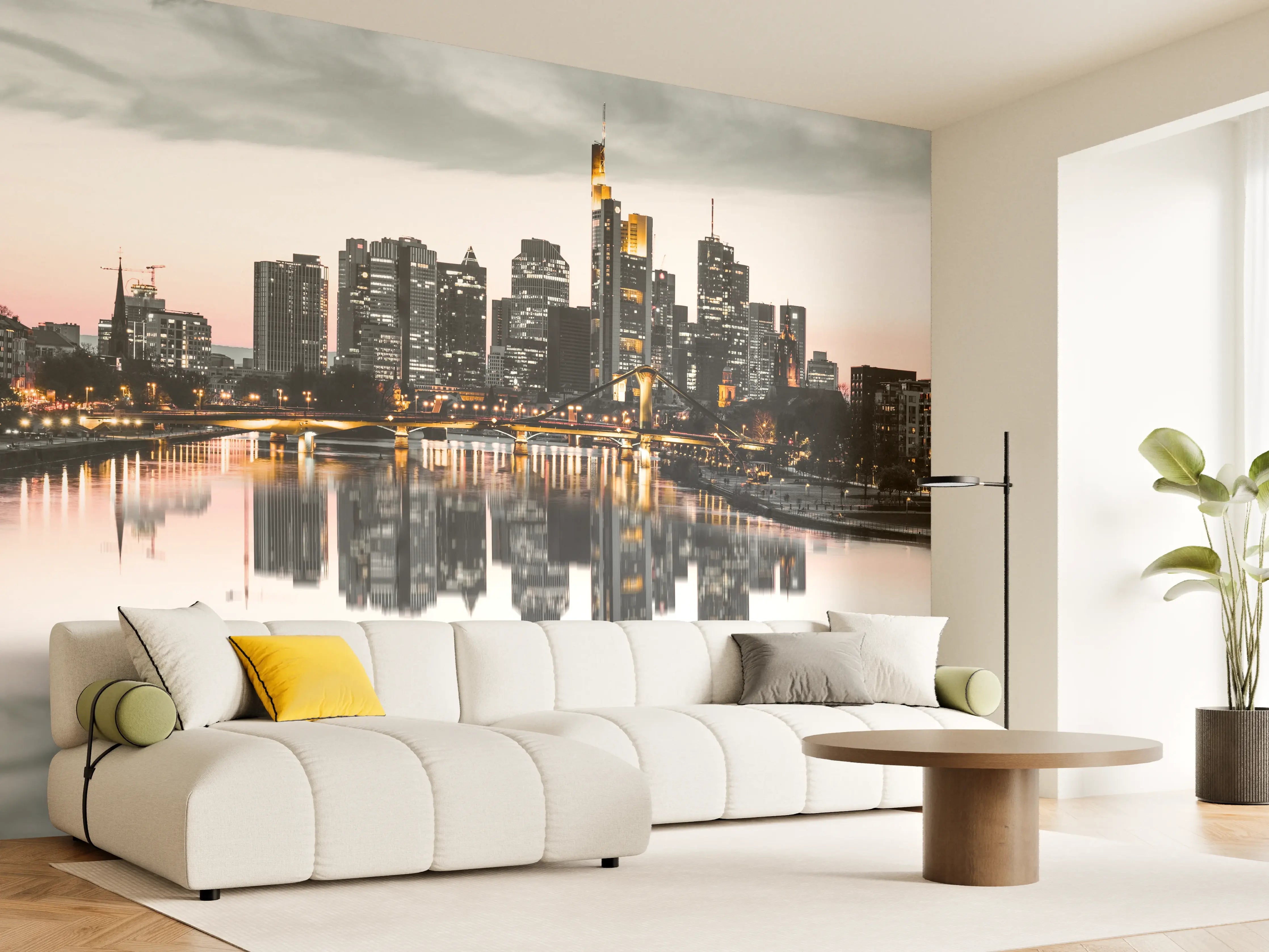 Wandverkleidung Wohnzimmer - Frankfur Skyline Black & White