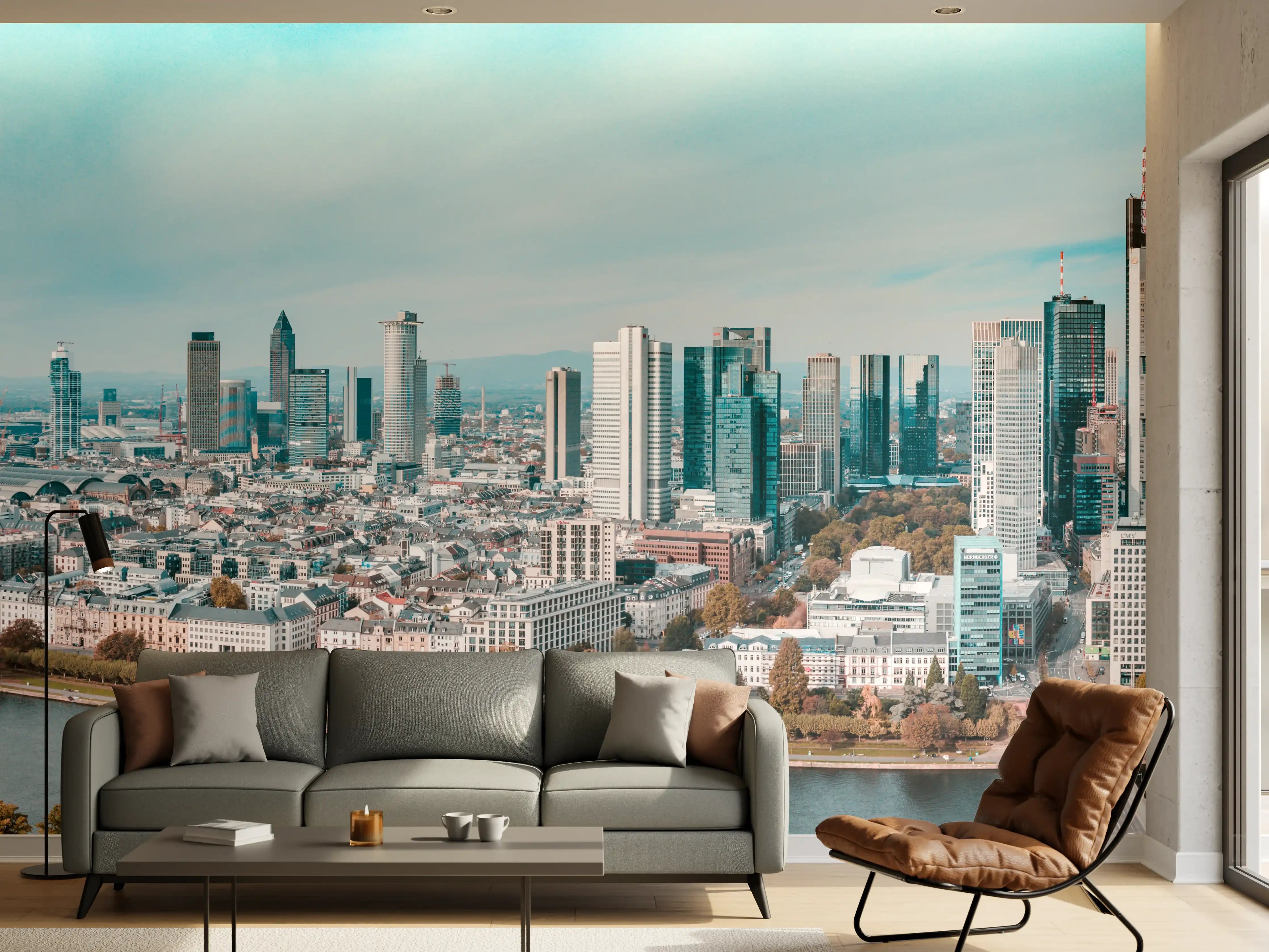 Wandverkleidung Wohnzimmer - Frankfurt Luftaufnahme Panorama