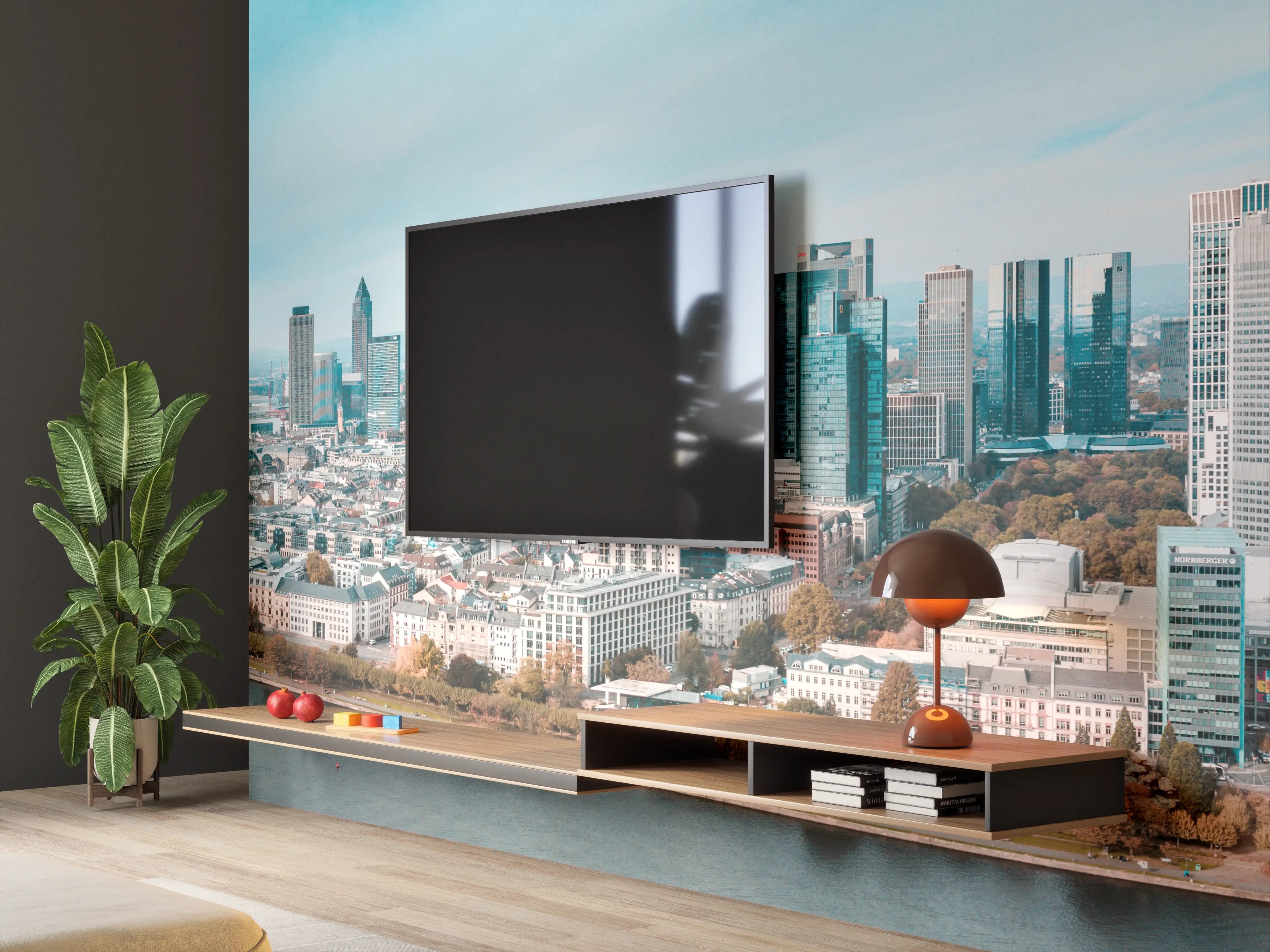Wandverkleidung Wohnzimmer - Frankfurt Luftaufnahme Panorama