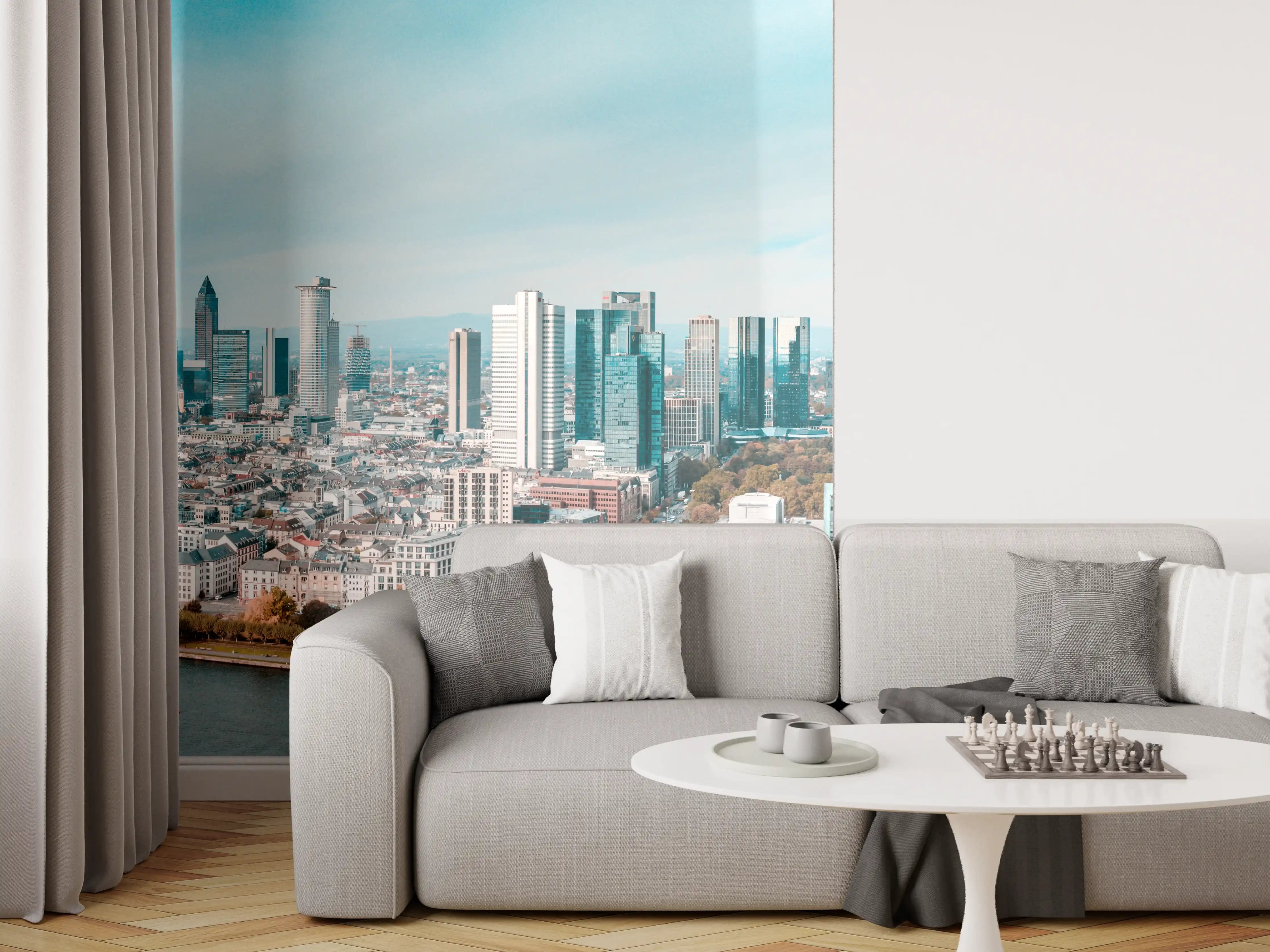 Wandverkleidung Wohnzimmer - Frankfurt Luftaufnahme Panorama