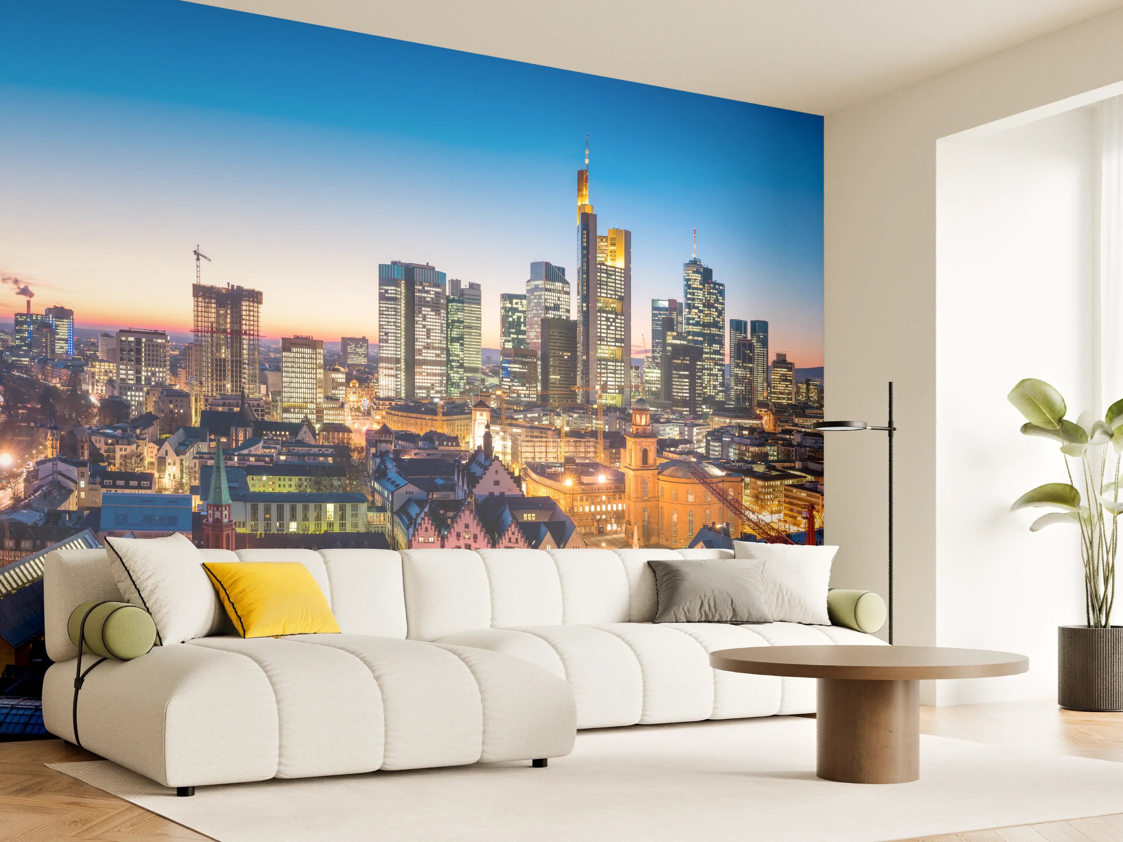 Wandverkleidung Wohnzimmer - Frankfurt Skyline Dämmerung 2