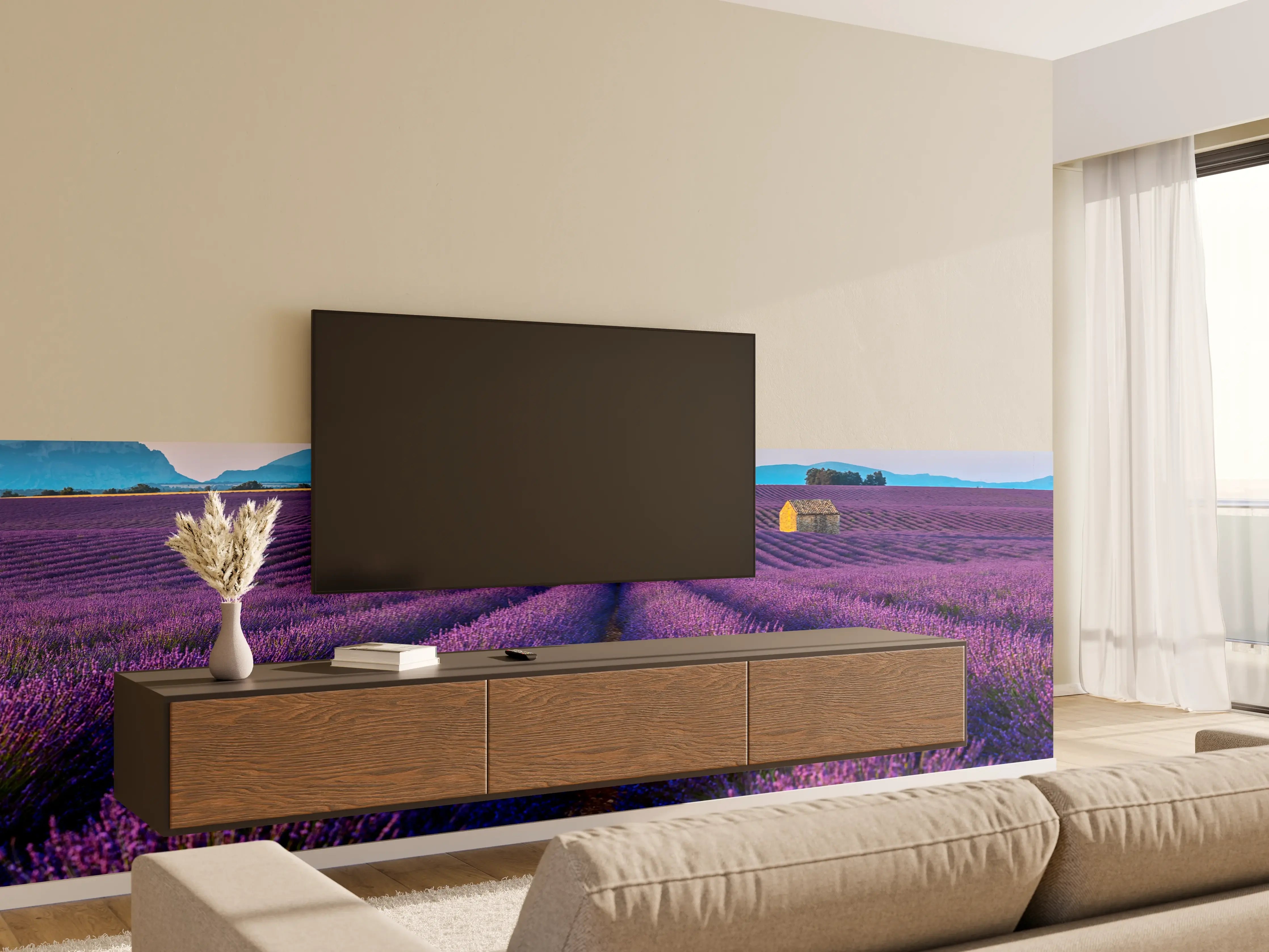 Wandverkleidung Wohnzimmer - Französische Lavendelfelder