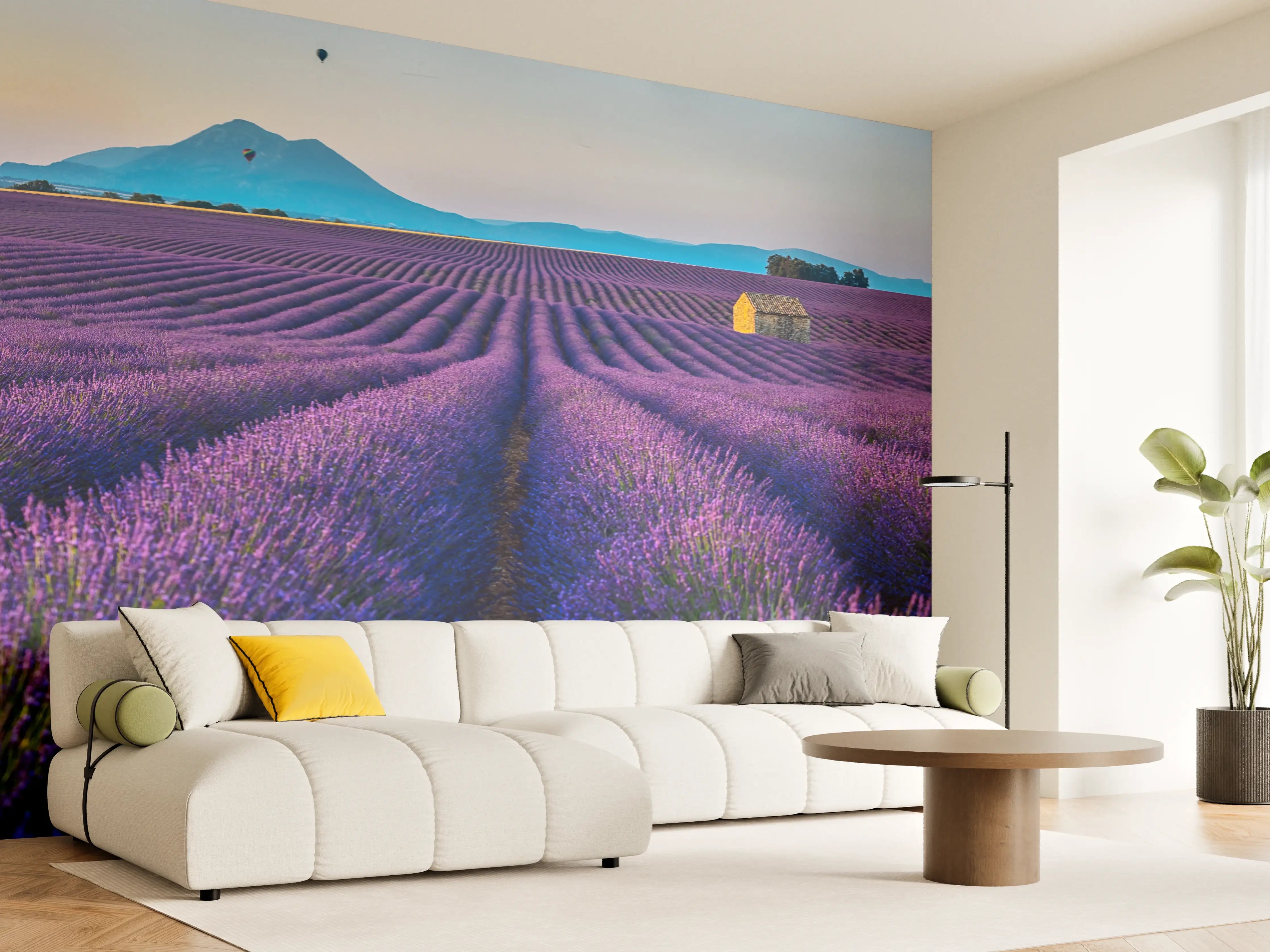 Wandverkleidung Wohnzimmer - Französische Lavendelfelder