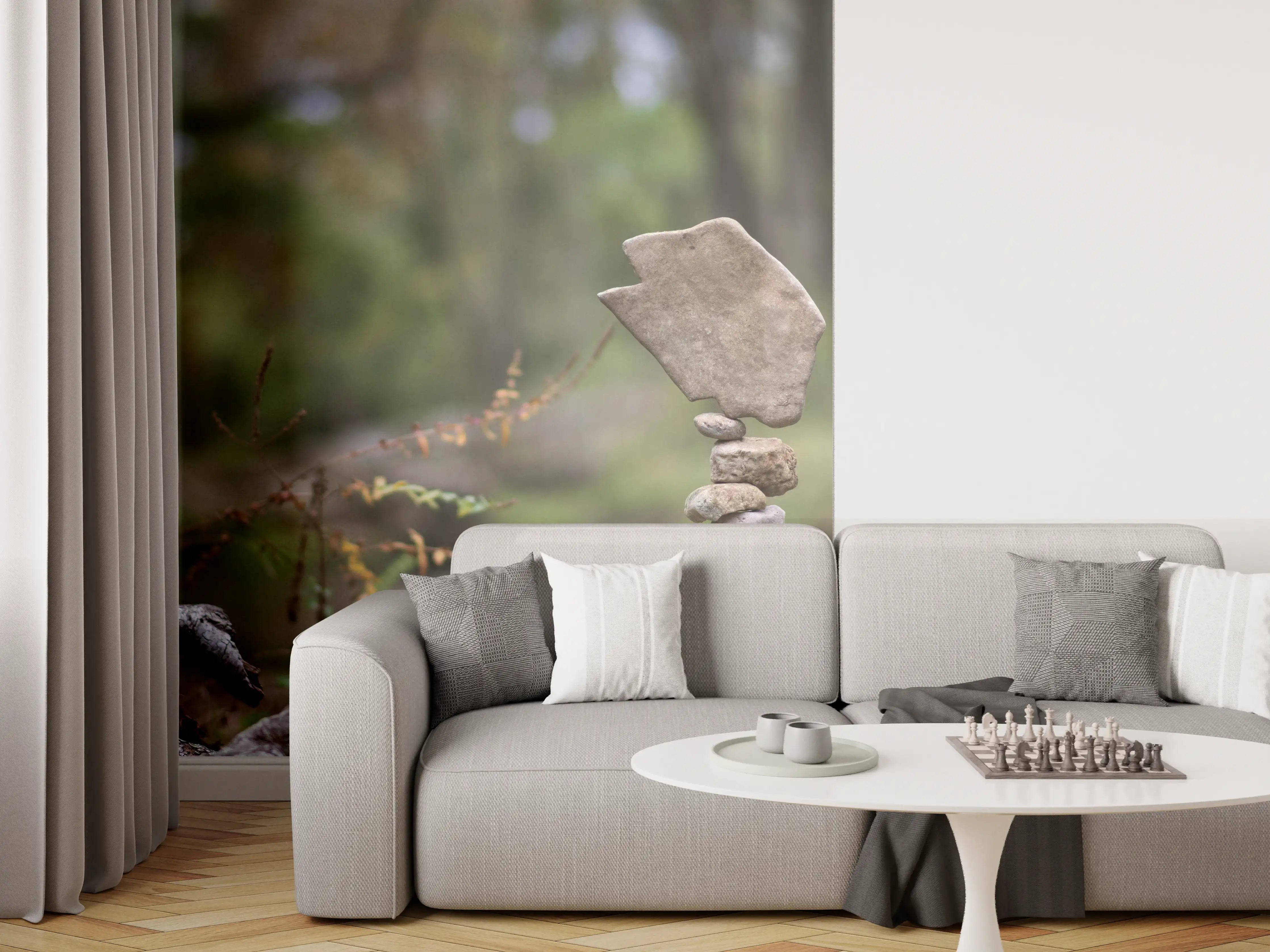Wandverkleidung Wohnzimmer - Frieden in der Natur: Balancierende Steine