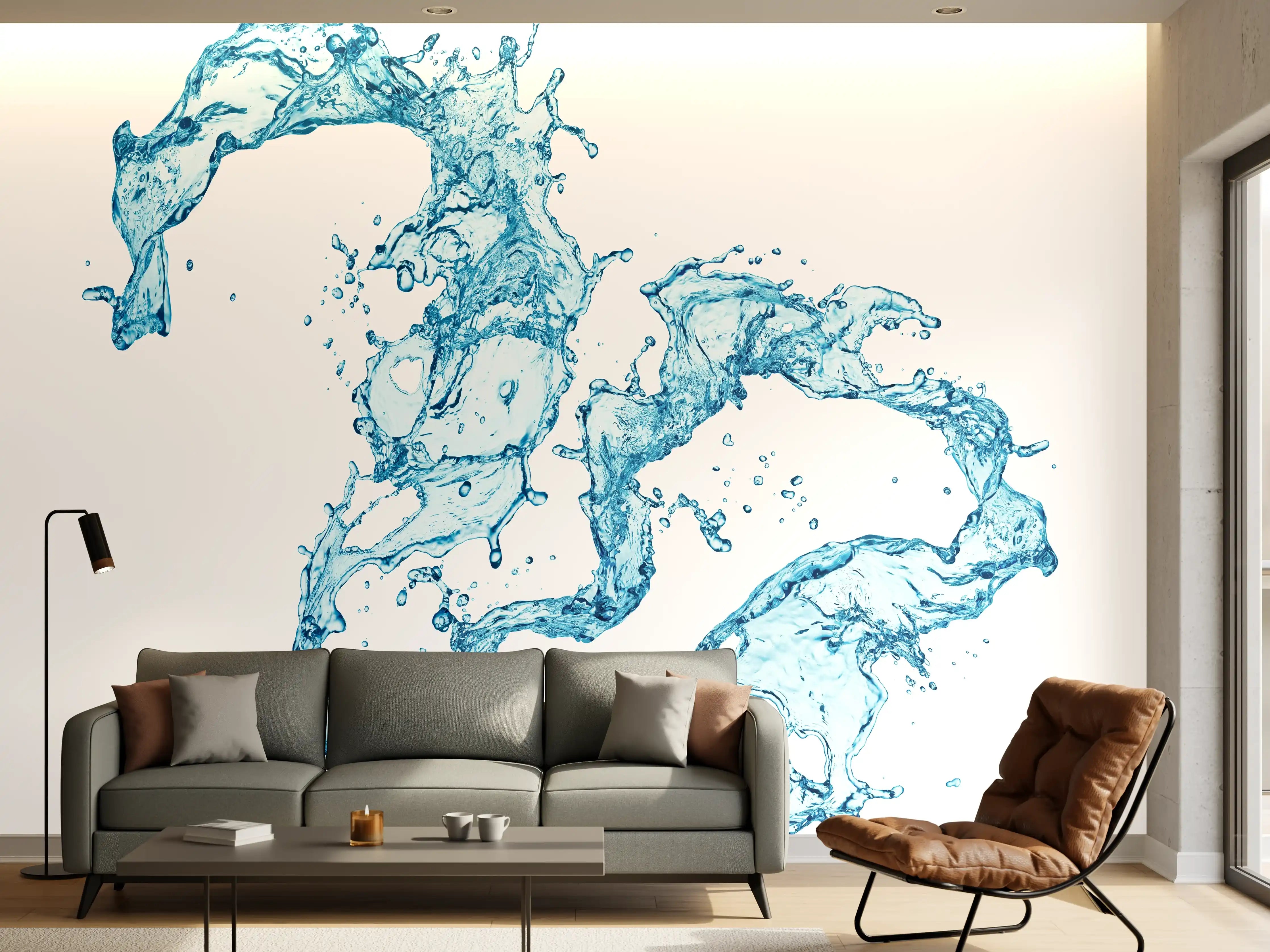 Wandverkleidung Wohnzimmer - Frisches Wasser in Bewegung