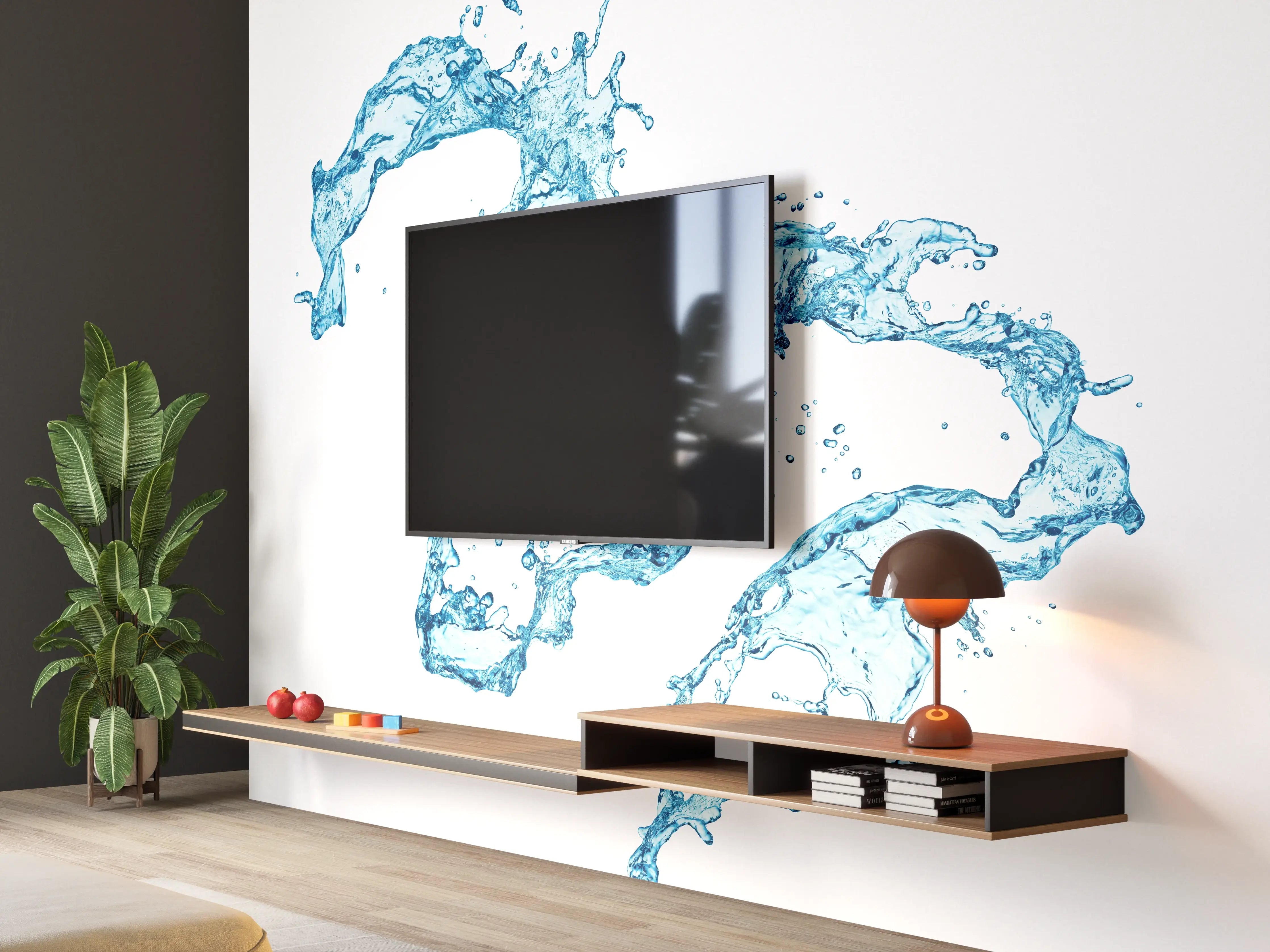 Wandverkleidung Wohnzimmer - Frisches Wasser in Bewegung