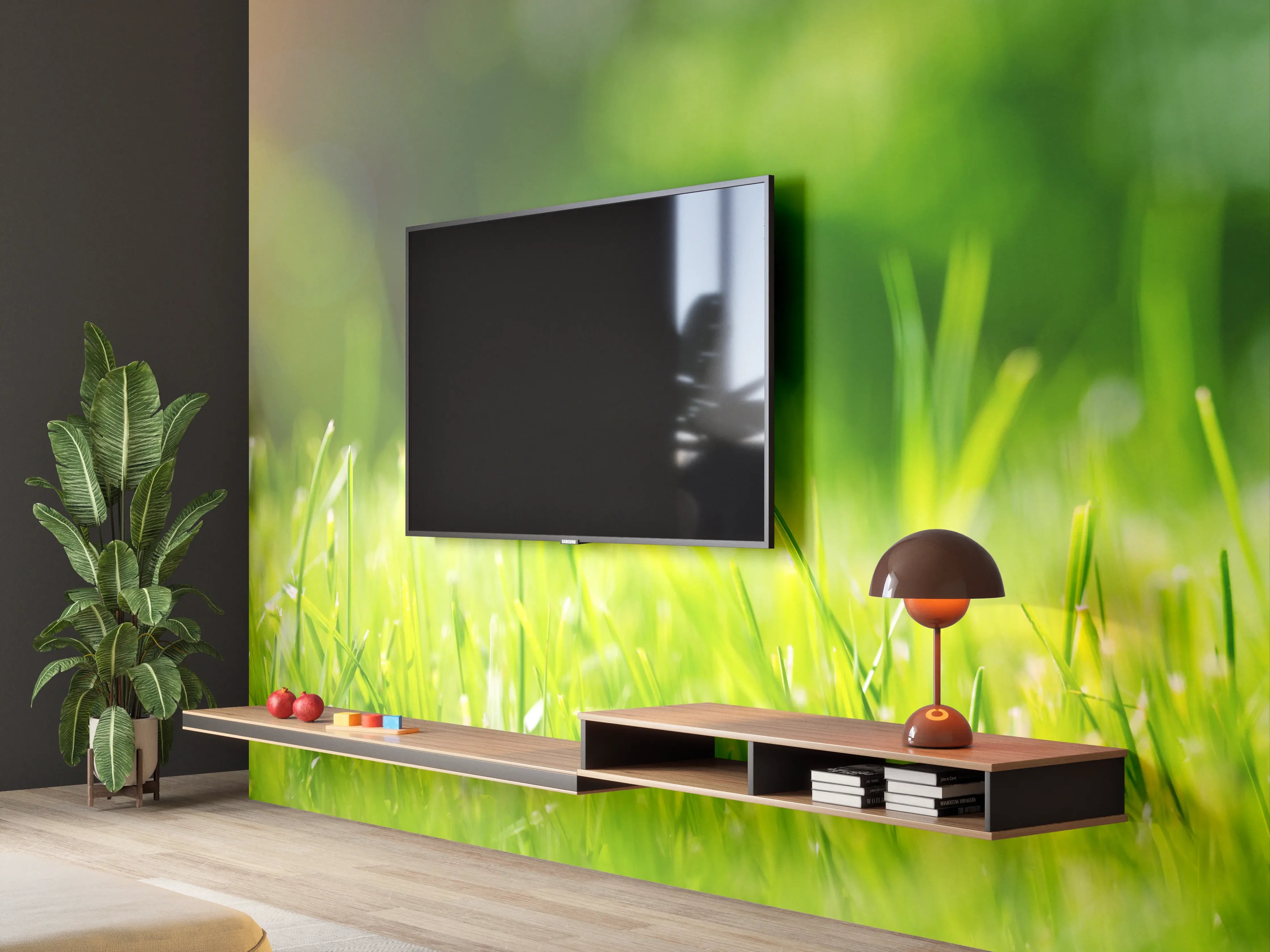 Wandverkleidung Wohnzimmer - Frisches grünes Gras