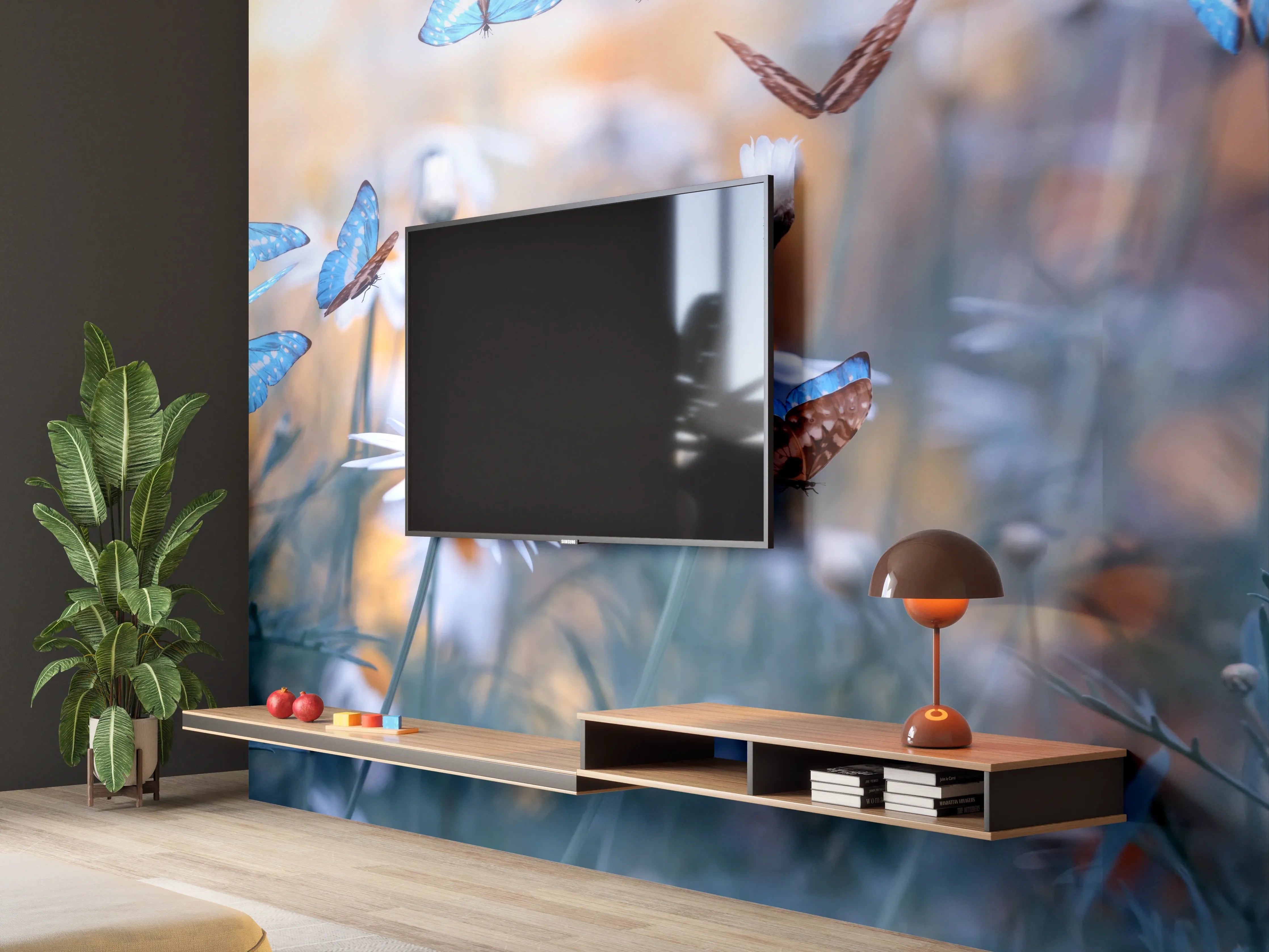 Wandverkleidung Wohnzimmer - Frühling Naturlandschaft mit wilden Blumen