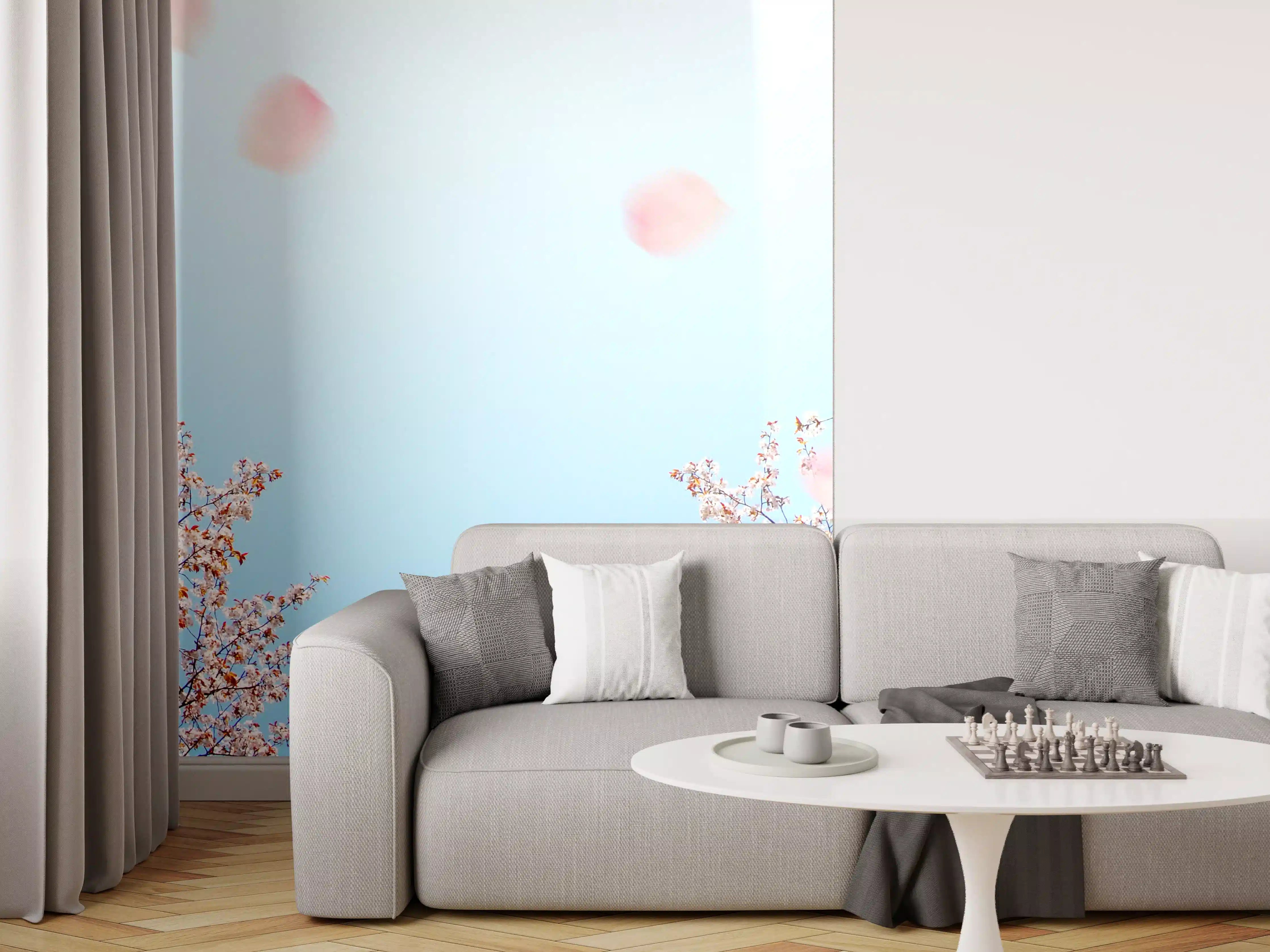 Wandverkleidung Wohnzimmer - Frühlingserwachen unter Kirschblüten