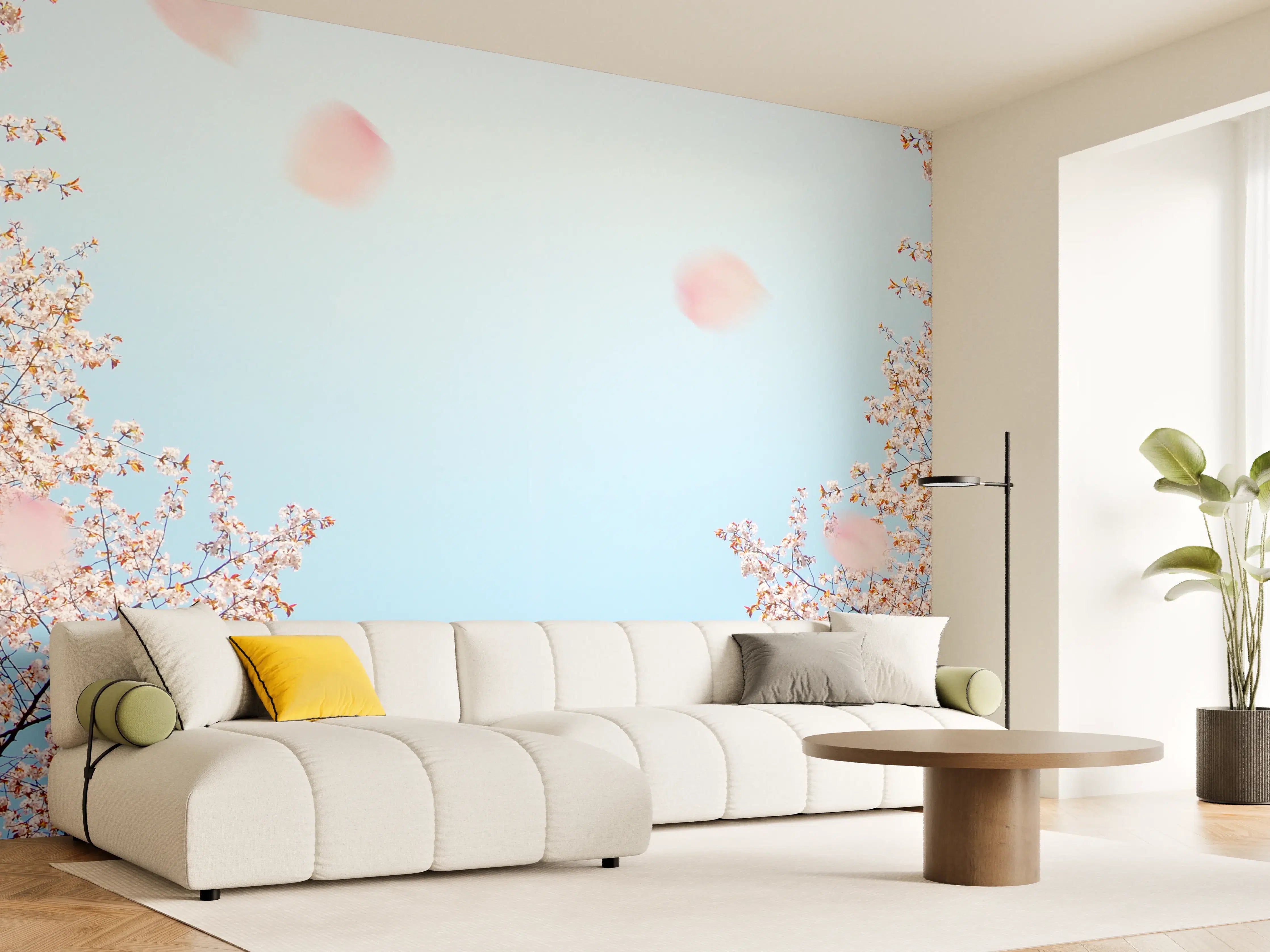 Wandverkleidung Wohnzimmer - Frühlingserwachen unter Kirschblüten