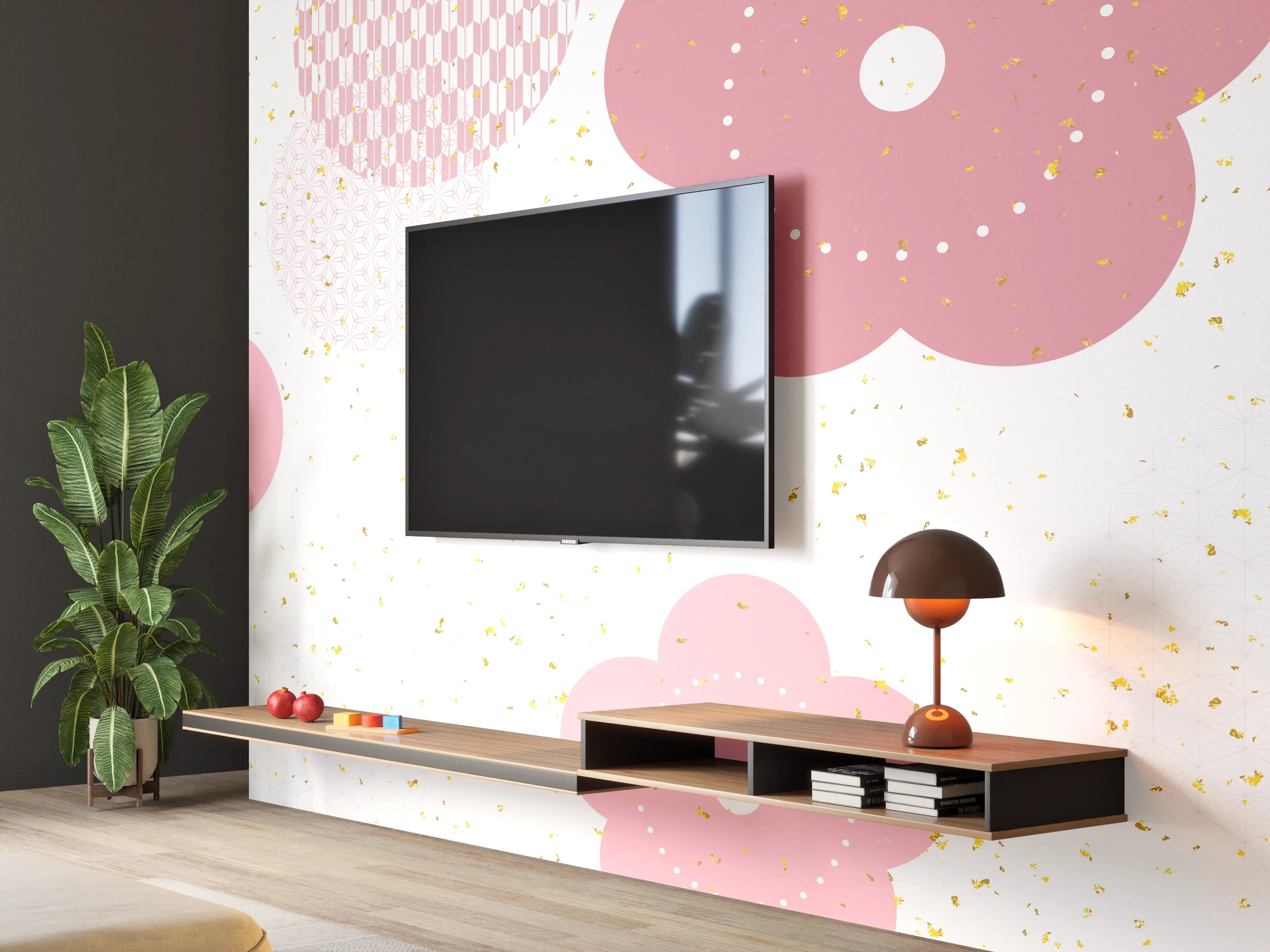 Wandverkleidung Wohnzimmer - Frühlingshaftes Kirschblüten-Design
