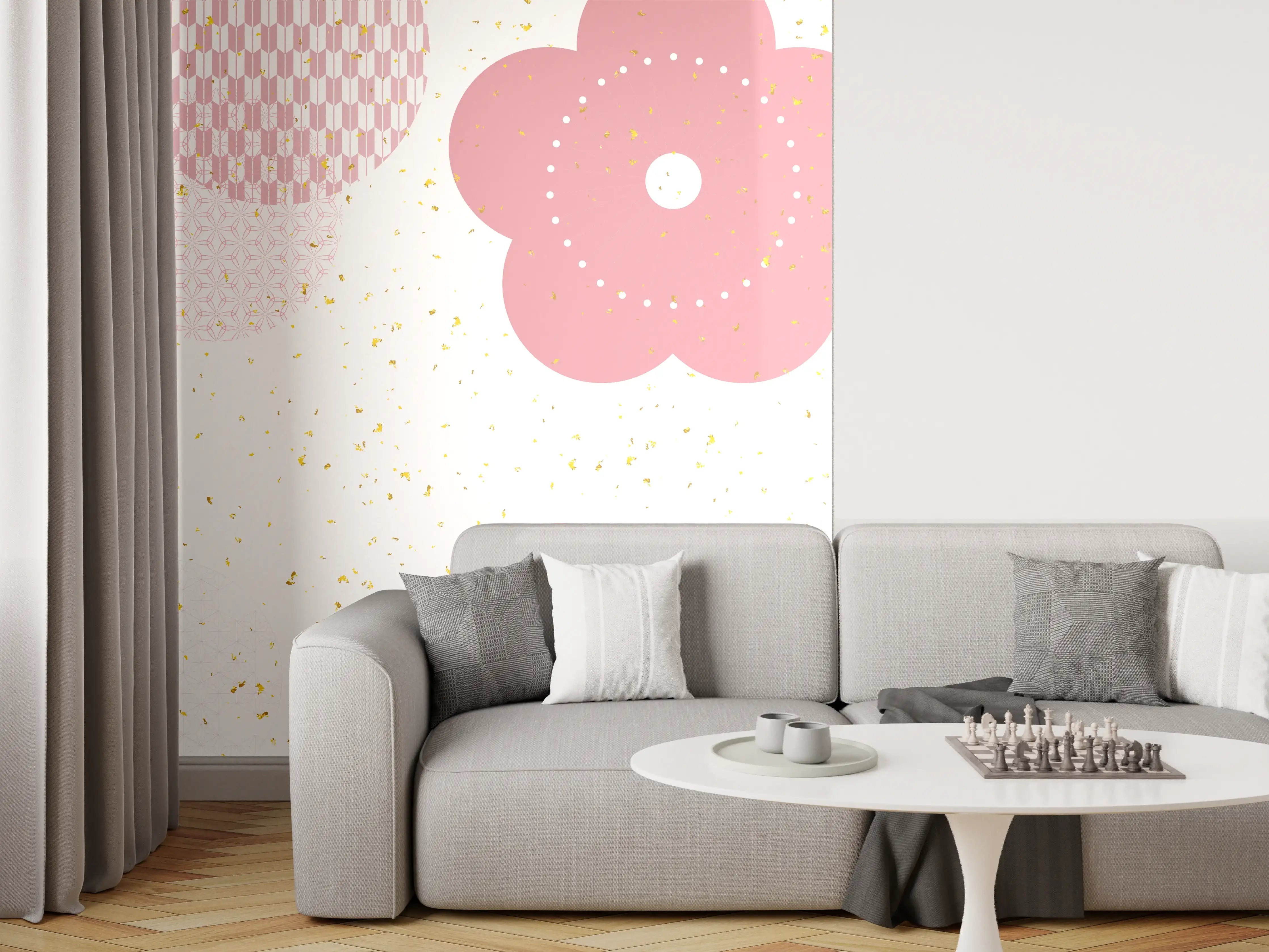 Wandverkleidung Wohnzimmer - Frühlingshaftes Kirschblüten-Design